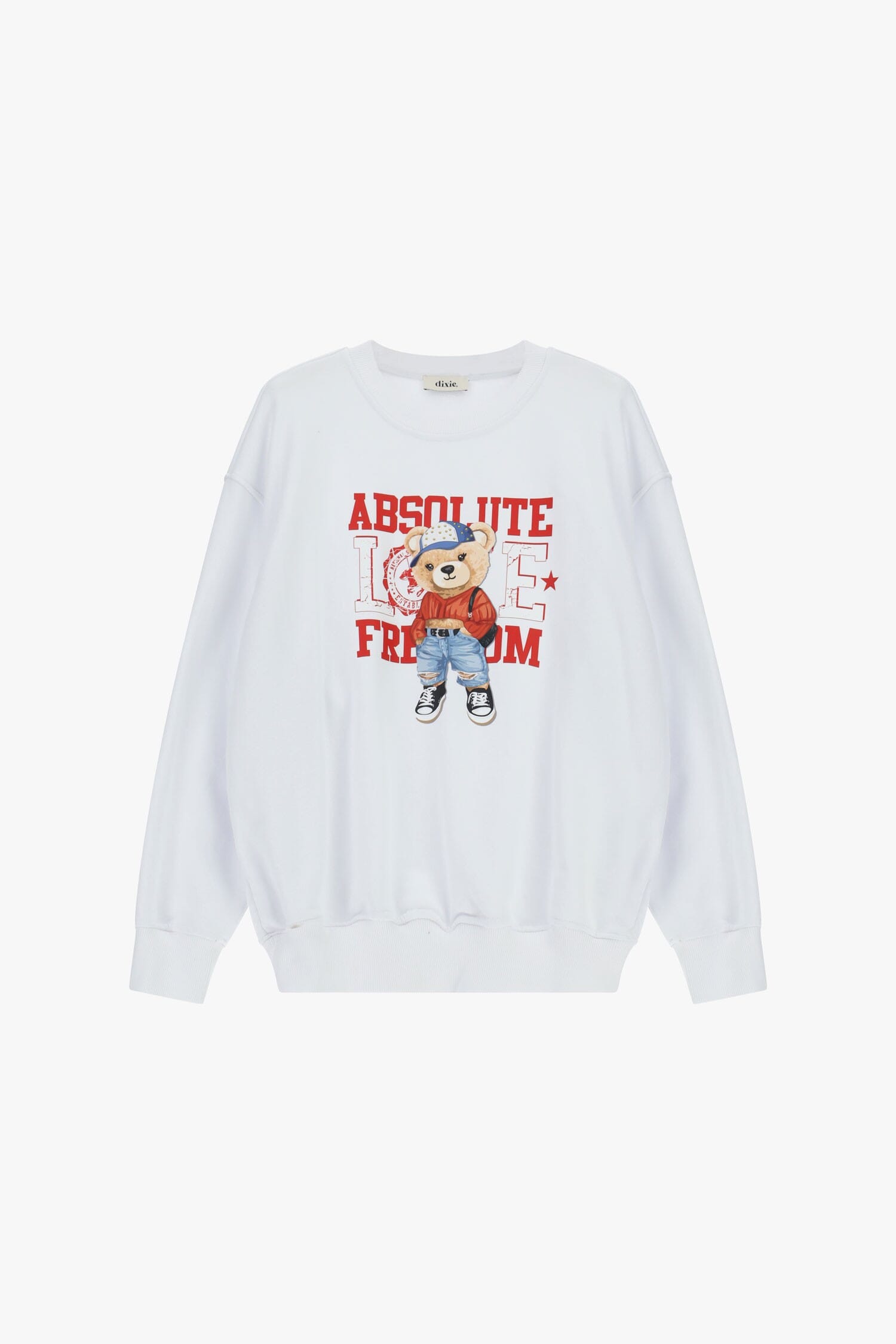 Sweatshirt Crew-neck with bear print and Dixie lettering