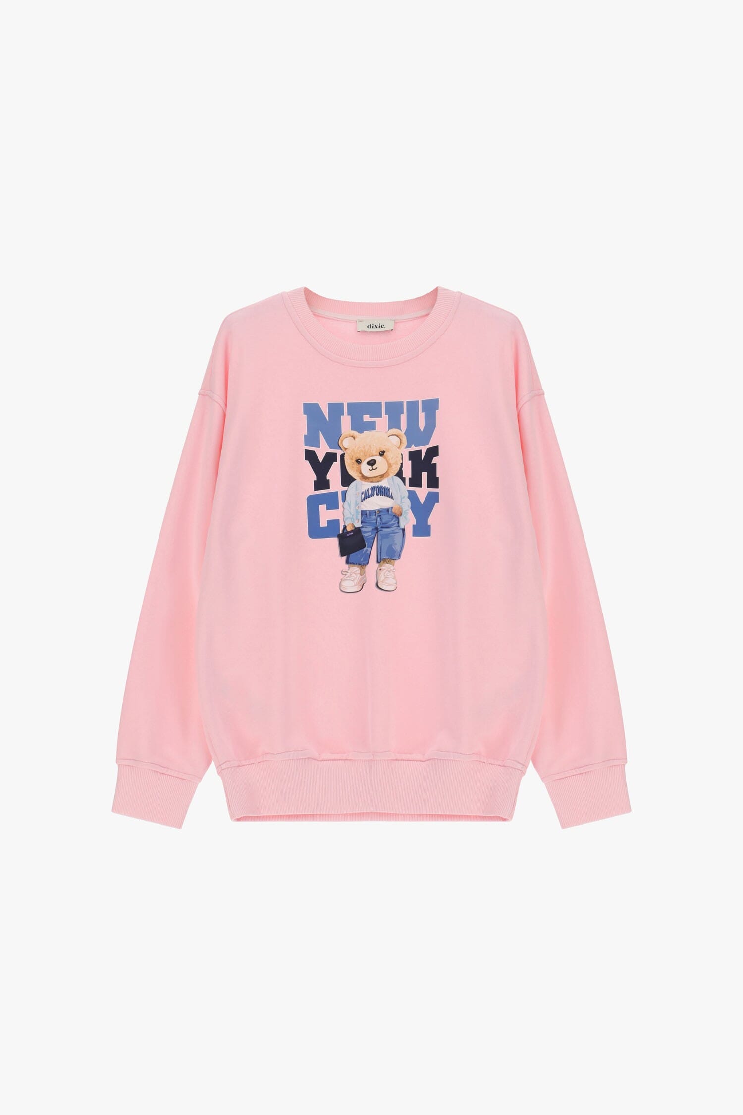 Felpa Girocollo Stampa Orsetto E Lettering Dixie