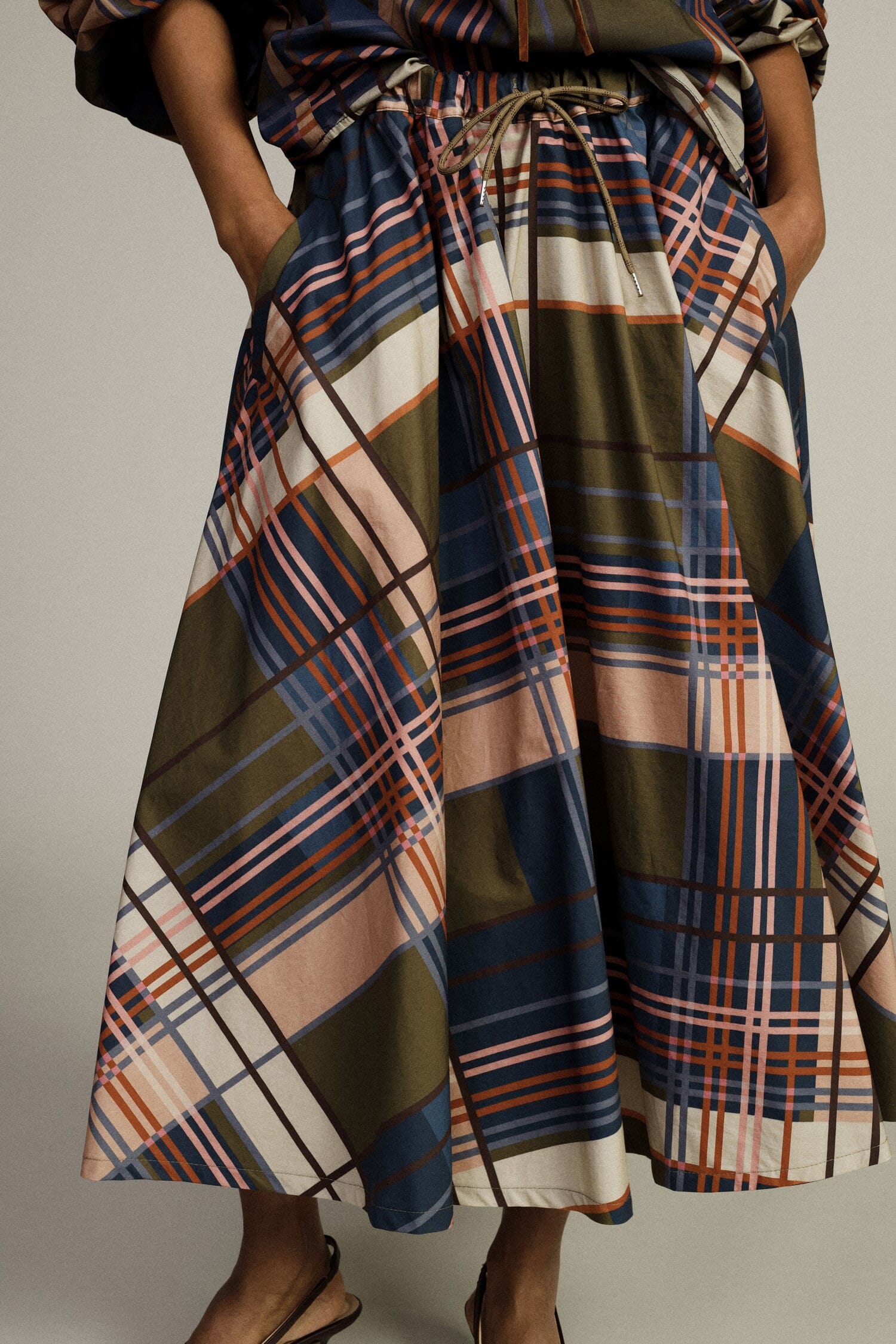 Long High Waisted Skirt With Dixie Check Pattern