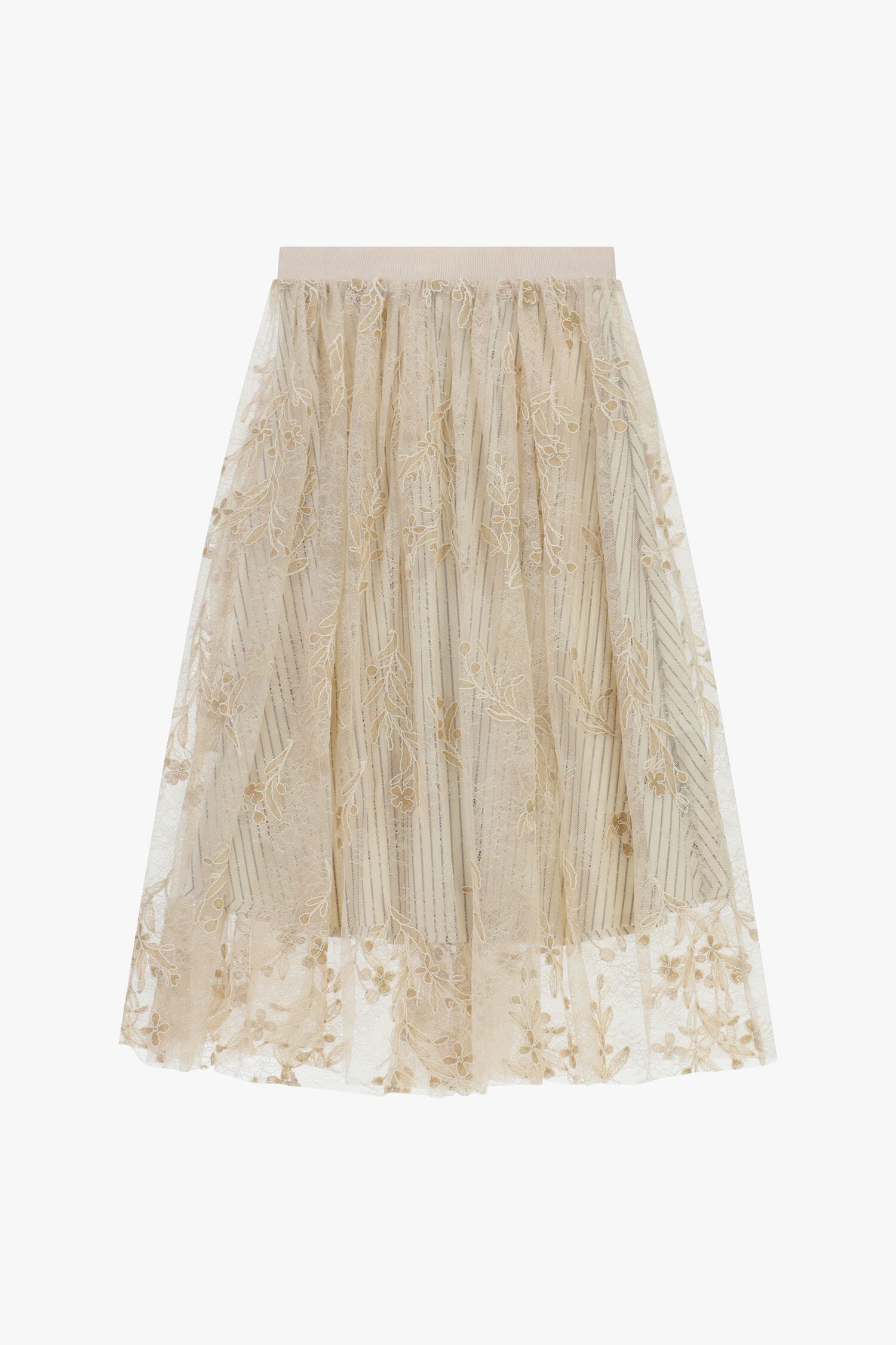 Long Embroidered Skirt With Floral Motif And High Waist Dixie