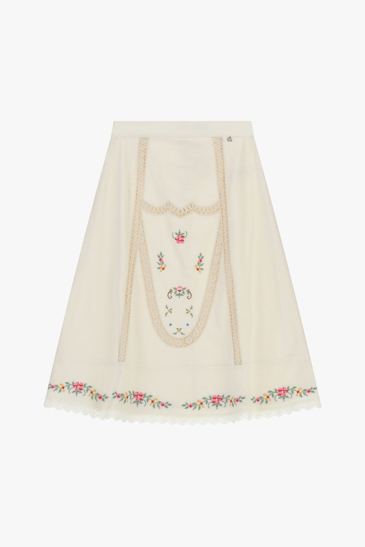 Half Length Skirt With Floral Embroidery And Dixie Lace