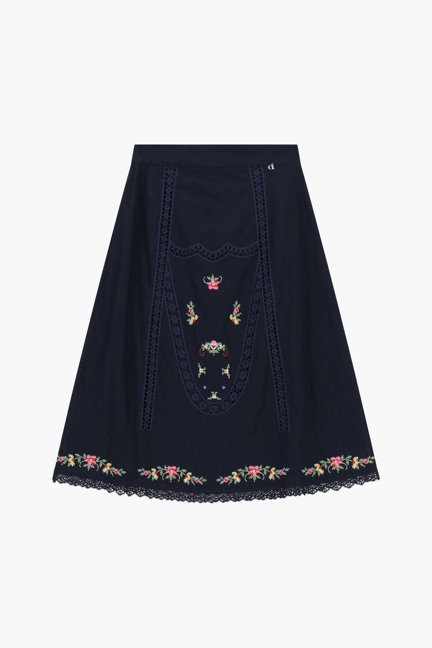 Half Length Skirt With Floral Embroidery And Dixie Lace