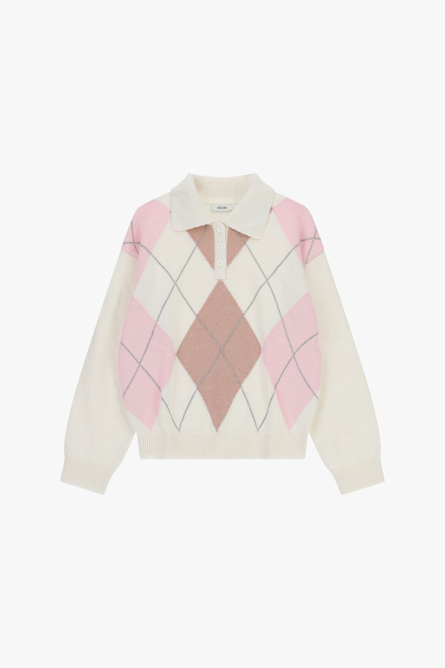 Rhombus Sweater With Dixie Collar And Buttons