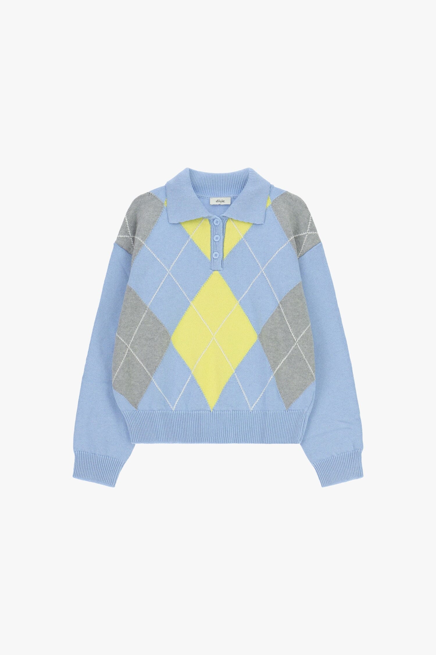 Rhombus Sweater With Dixie Collar And Buttons