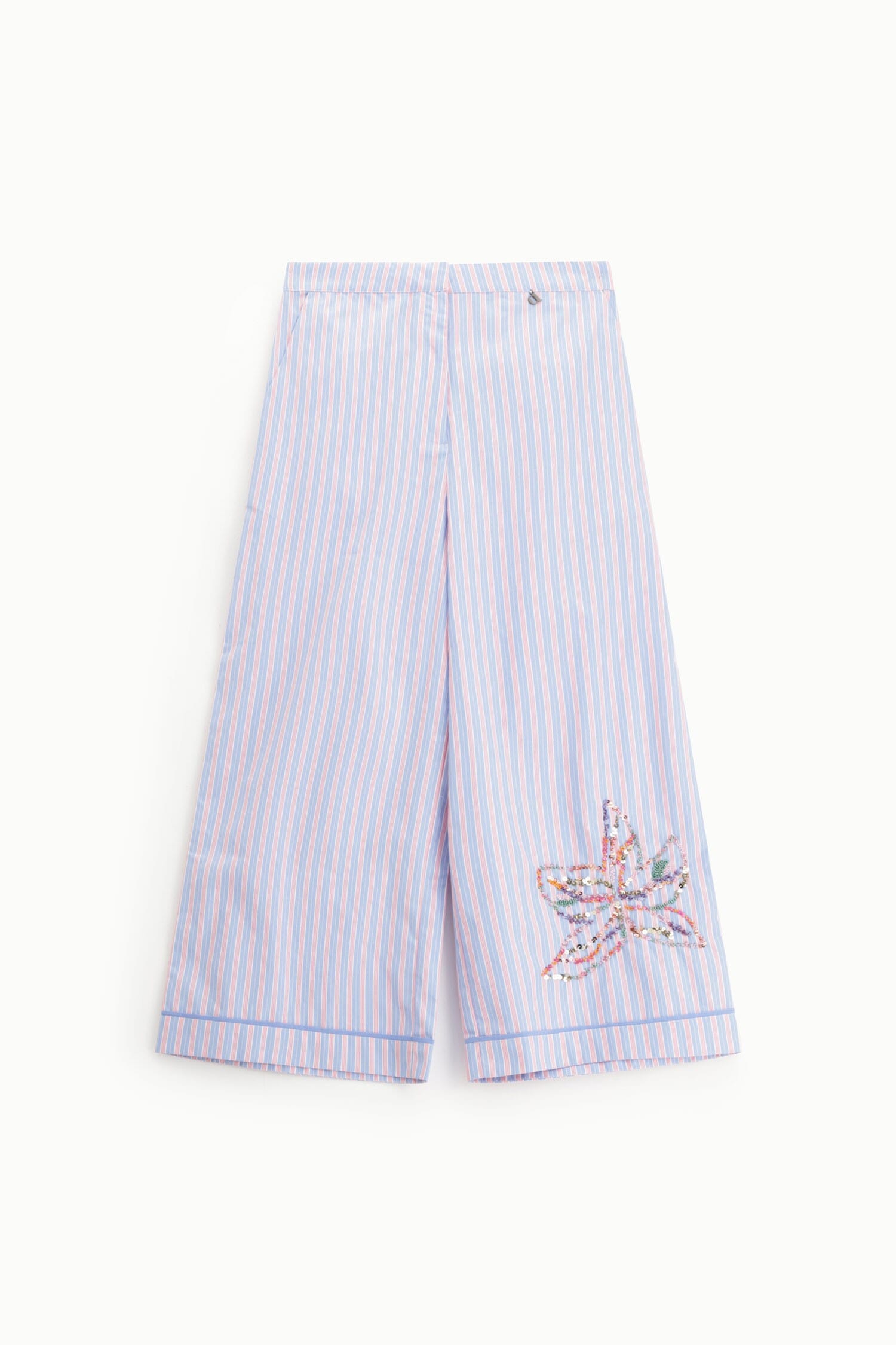 Dixie Floral Embroidery Striped Palace Trousers