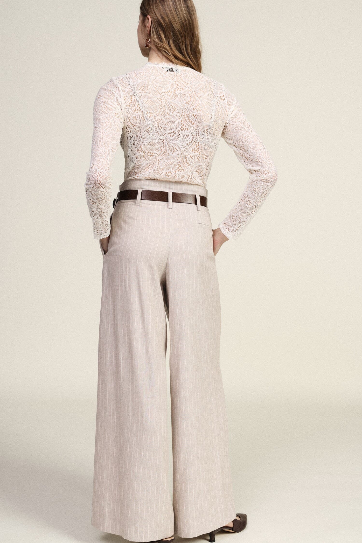 Pantaloni Palazzo A Righe Con Cintura E Vita Alta Dixie