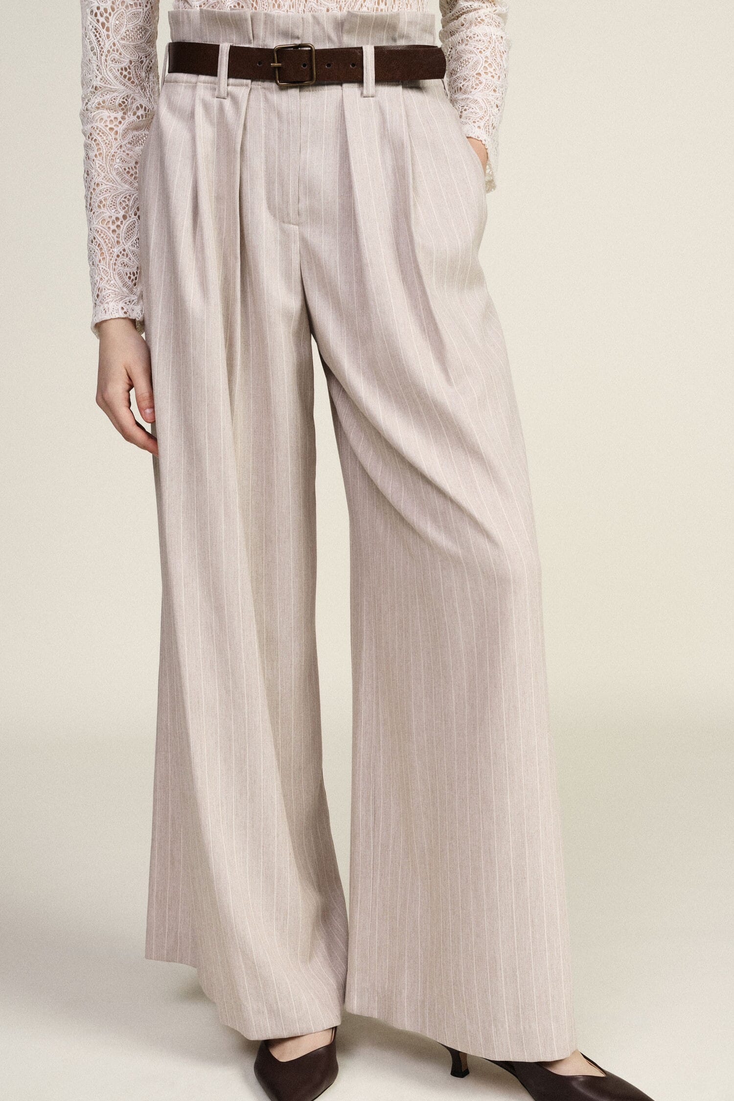 Pantaloni Palazzo A Righe Con Cintura E Vita Alta Dixie