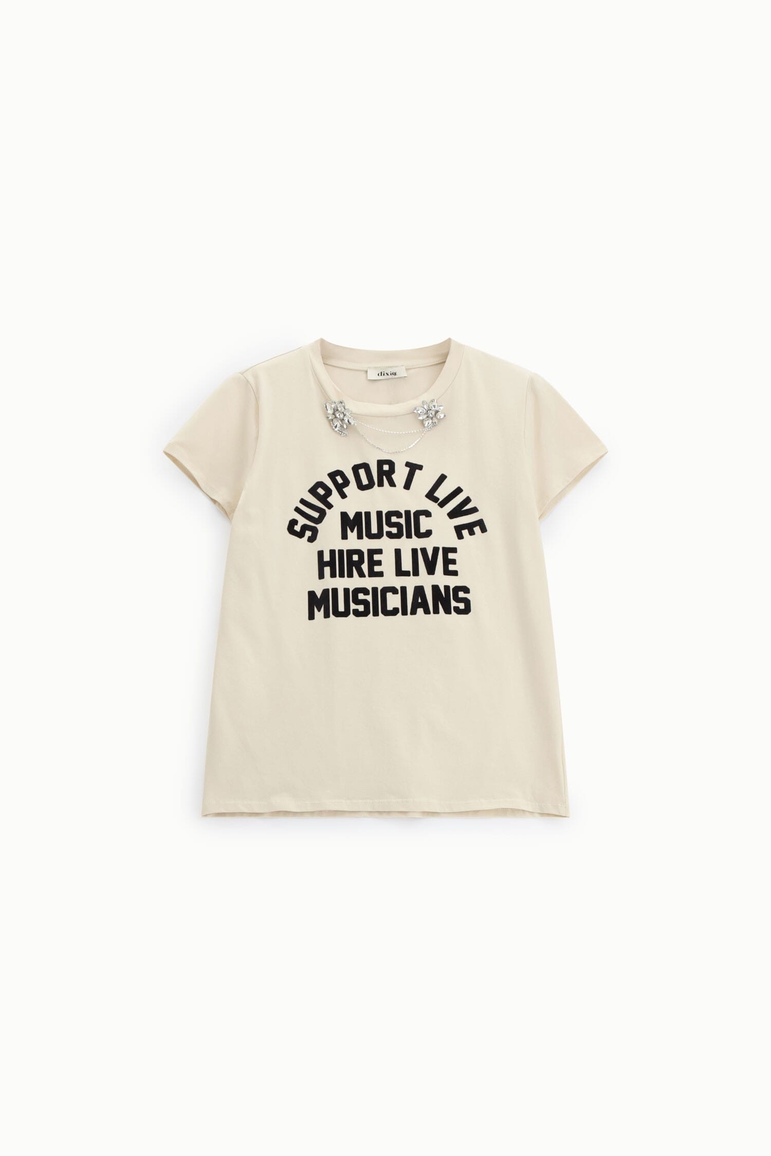 Front Print T-Shirt With Jewel Appliqués Dixie