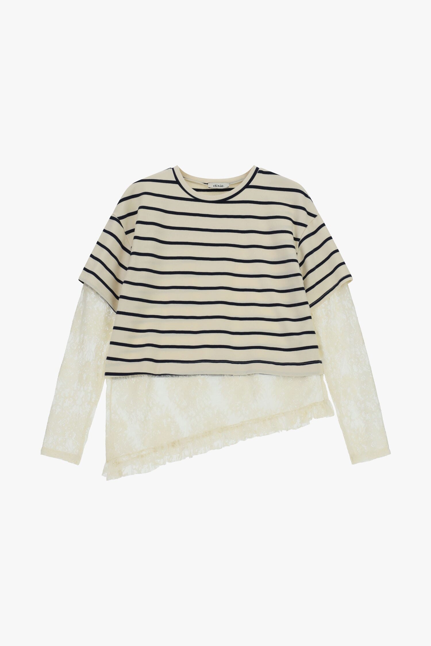 Top rayé avec manches et bas en dentelle Dixie