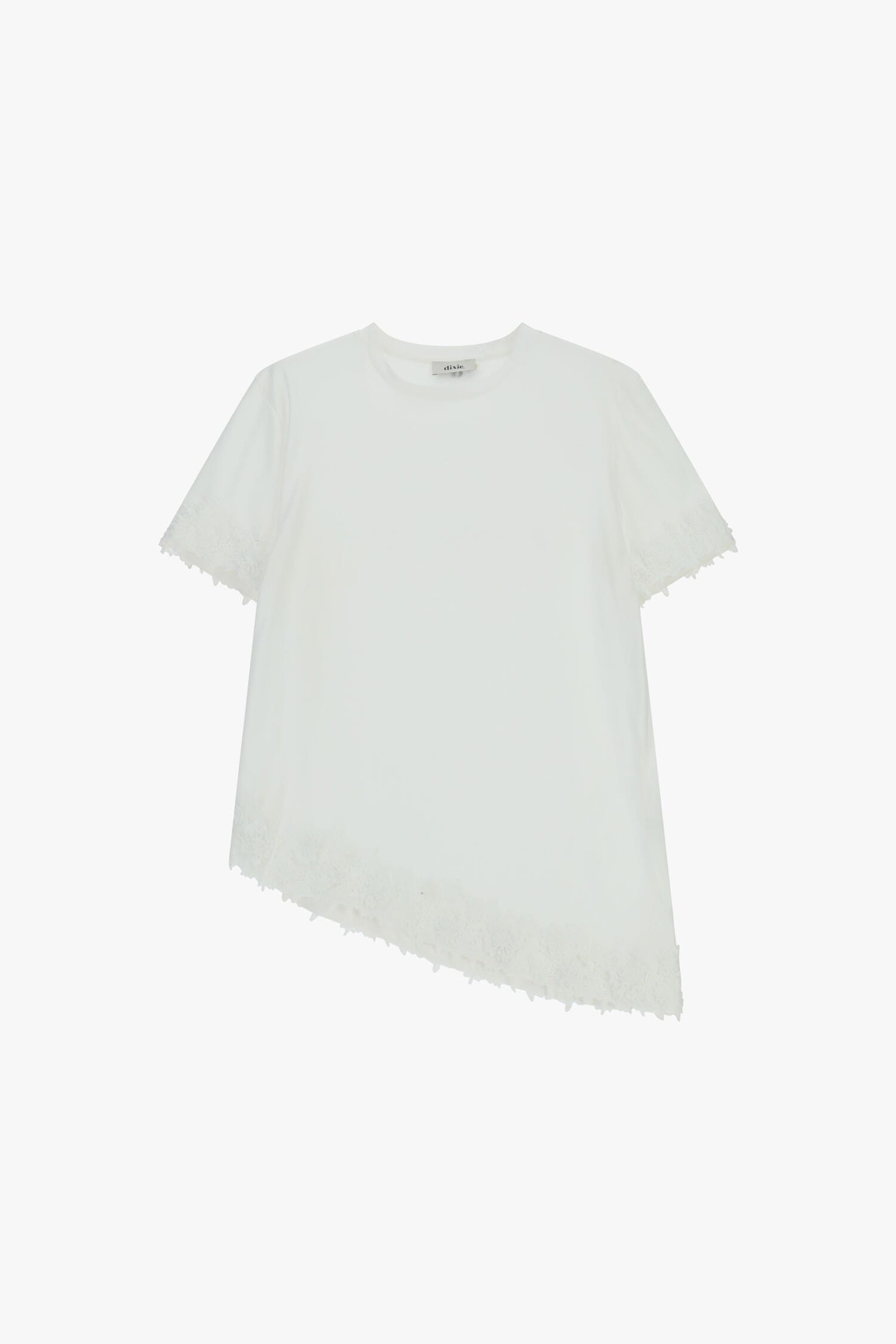 Short-Sleeved T-Shirt With Asymmetrical Trim And Dixie Lace