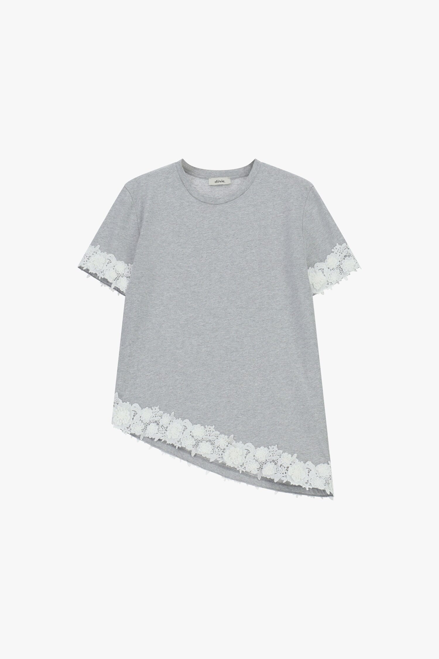 Short-Sleeved T-Shirt With Asymmetrical Trim And Dixie Lace