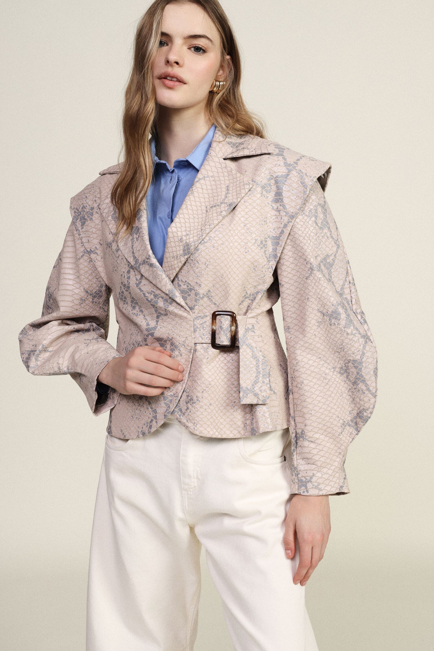 Veste en cuir imprimé serpent avec boucle Dixie