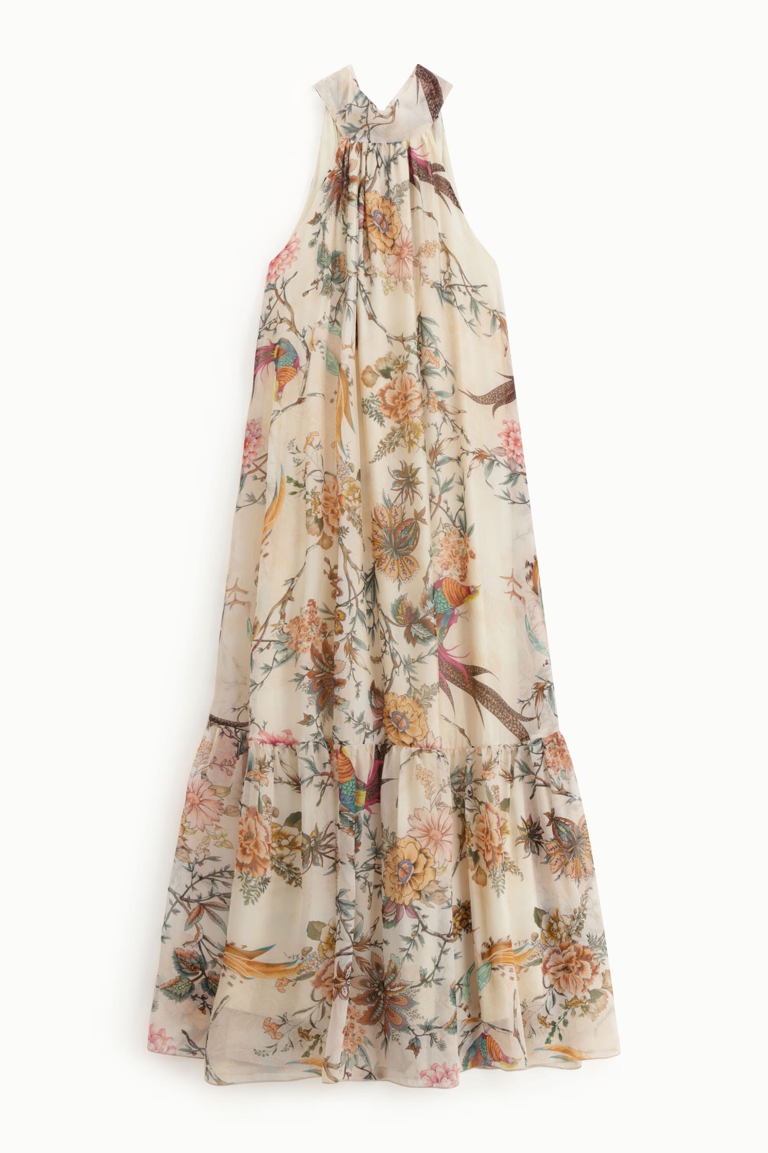 Long Dress With Floral Print And Dixie Ruffles