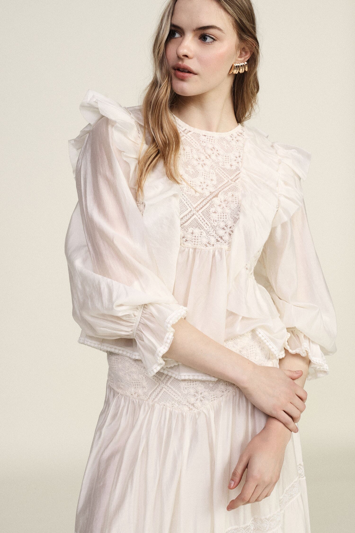 Blouse With Ruffles And Transparent Sleeves Dixie