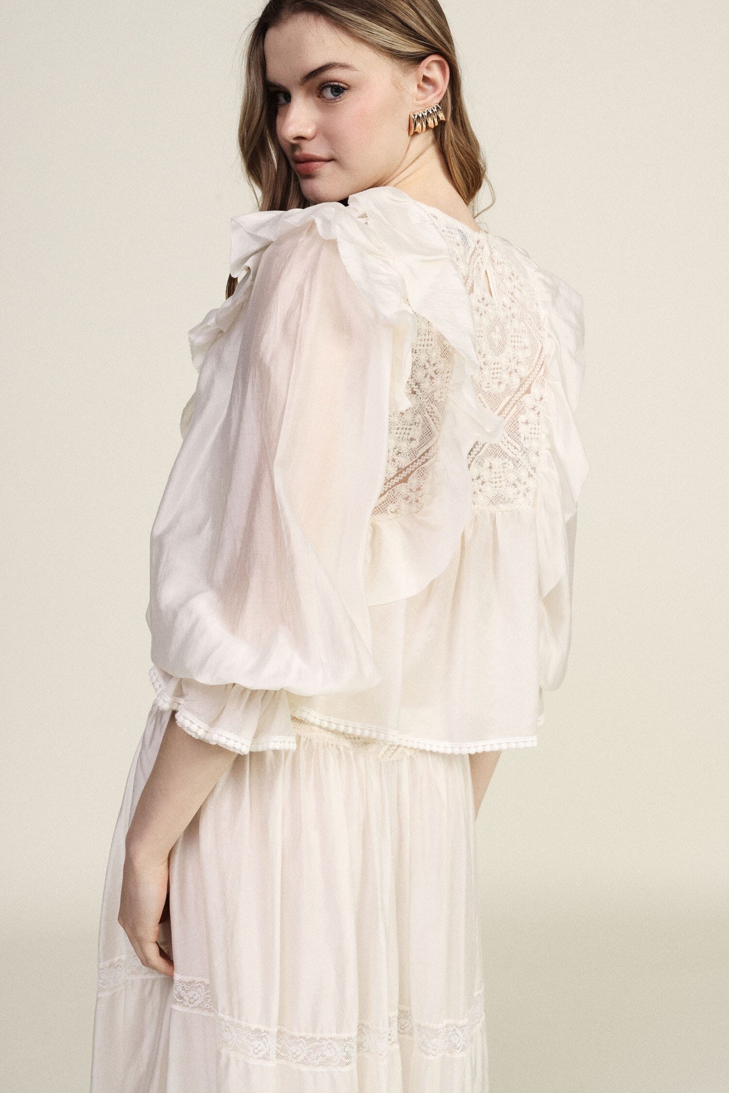 Blouse With Ruffles And Transparent Sleeves Dixie