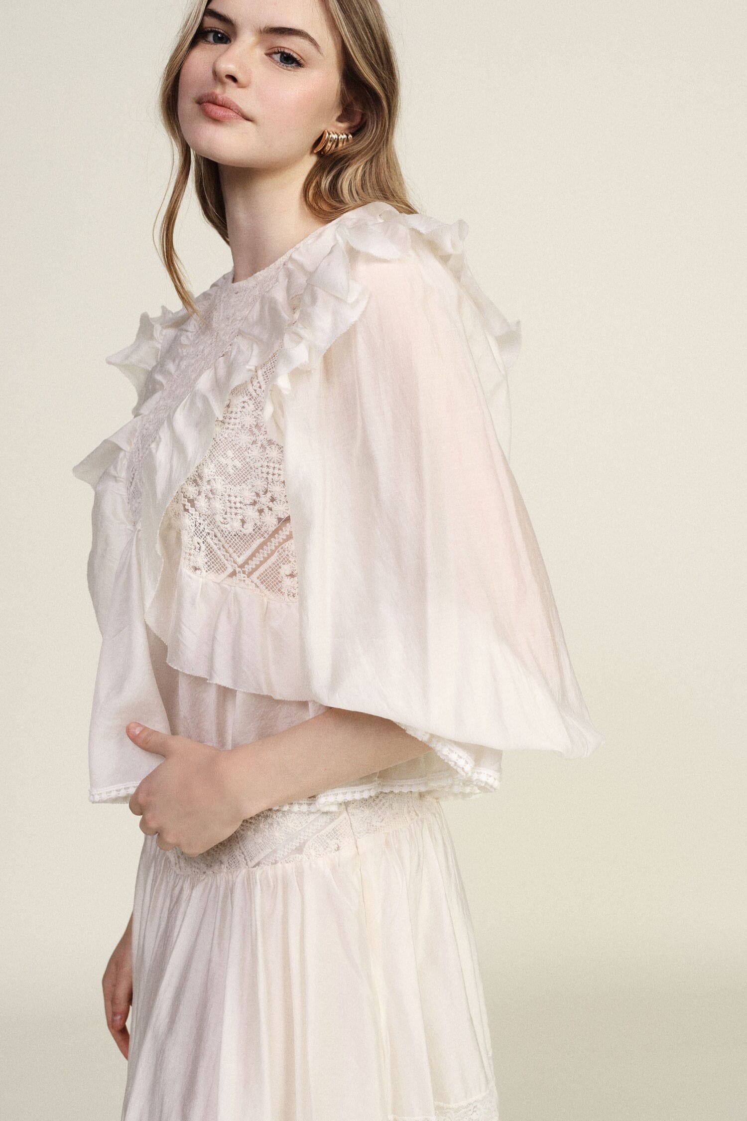 Blouse With Ruffles And Transparent Sleeves Dixie