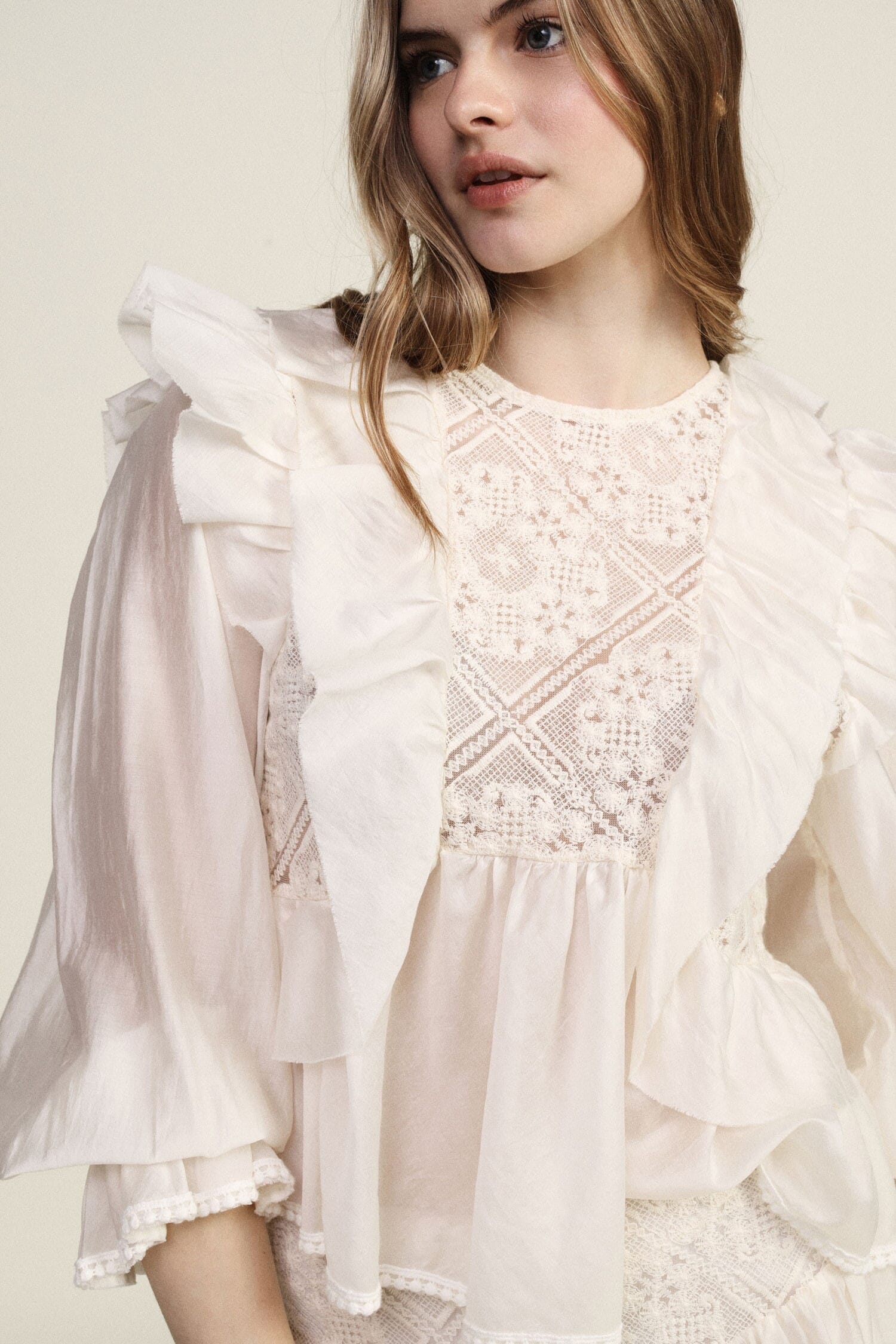 Blouse With Ruffles And Transparent Sleeves Dixie