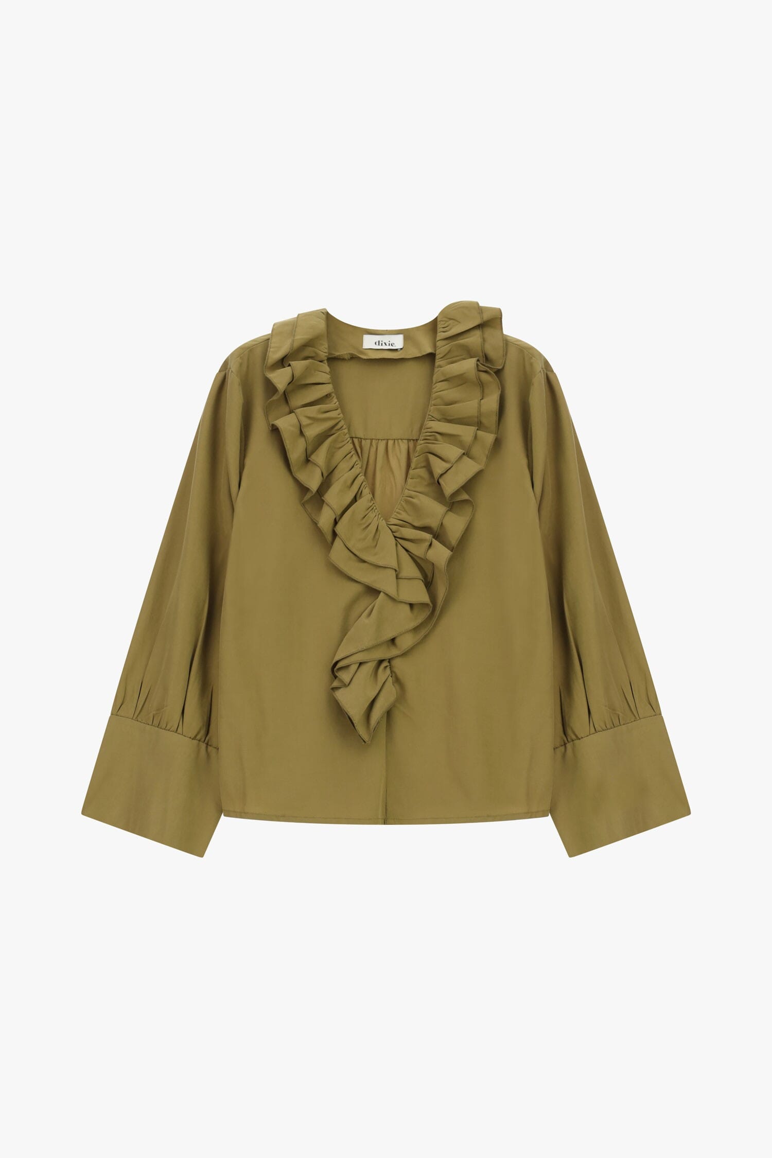 Blouse With Ruffle Neckline And Long Sleeves Dixie