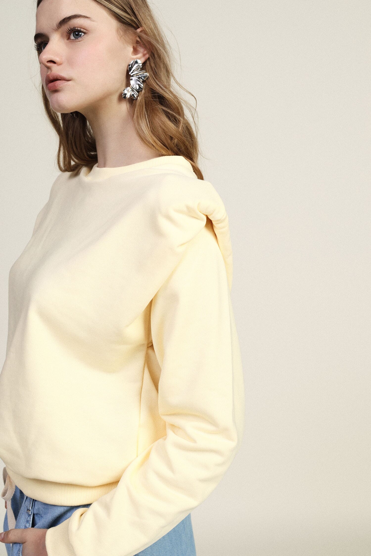 Sweatshirt Crew-neck Structured Shoulders Elasticised Hem Dixie