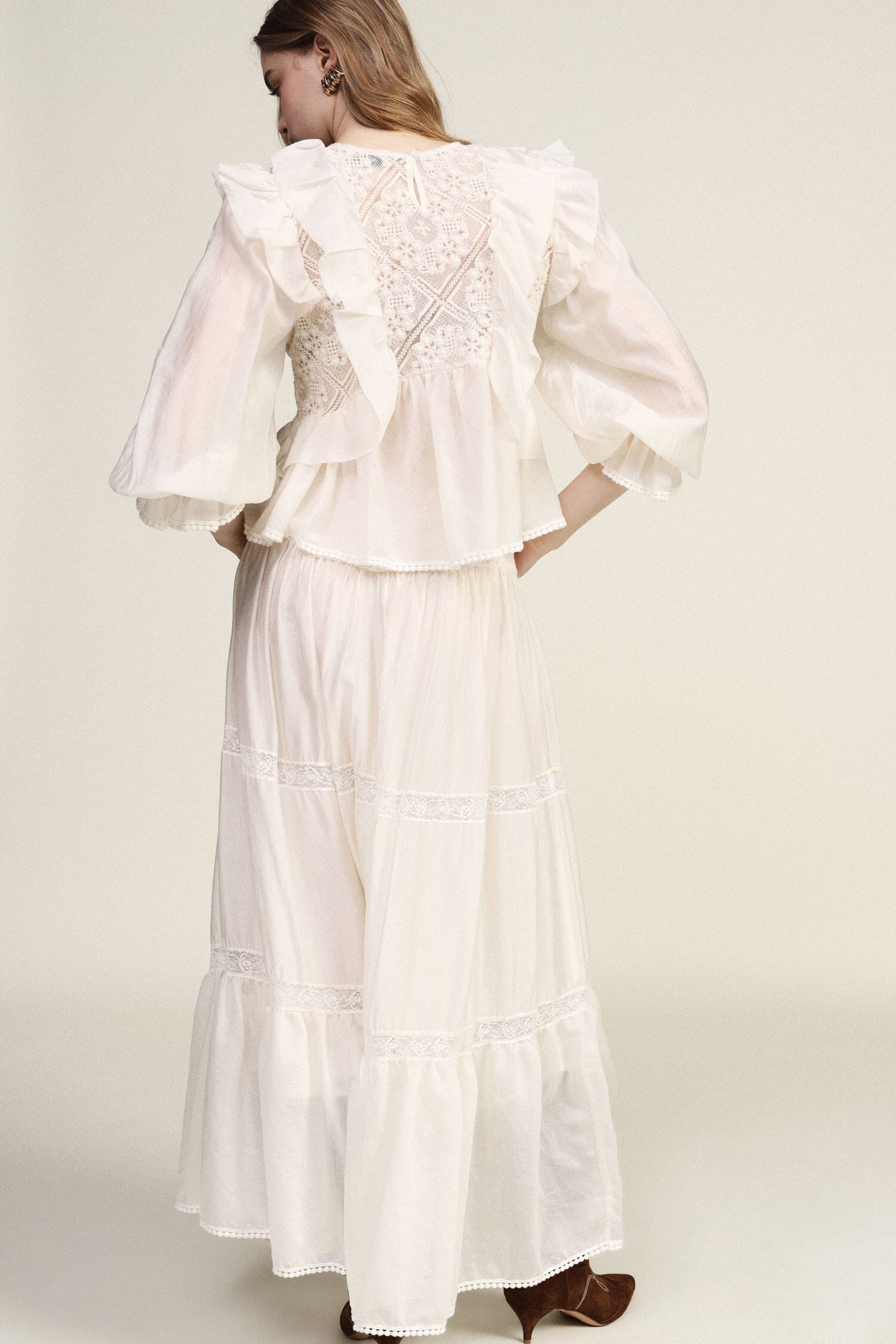 Long Flounced Skirt With Delicate Inserts Dixie