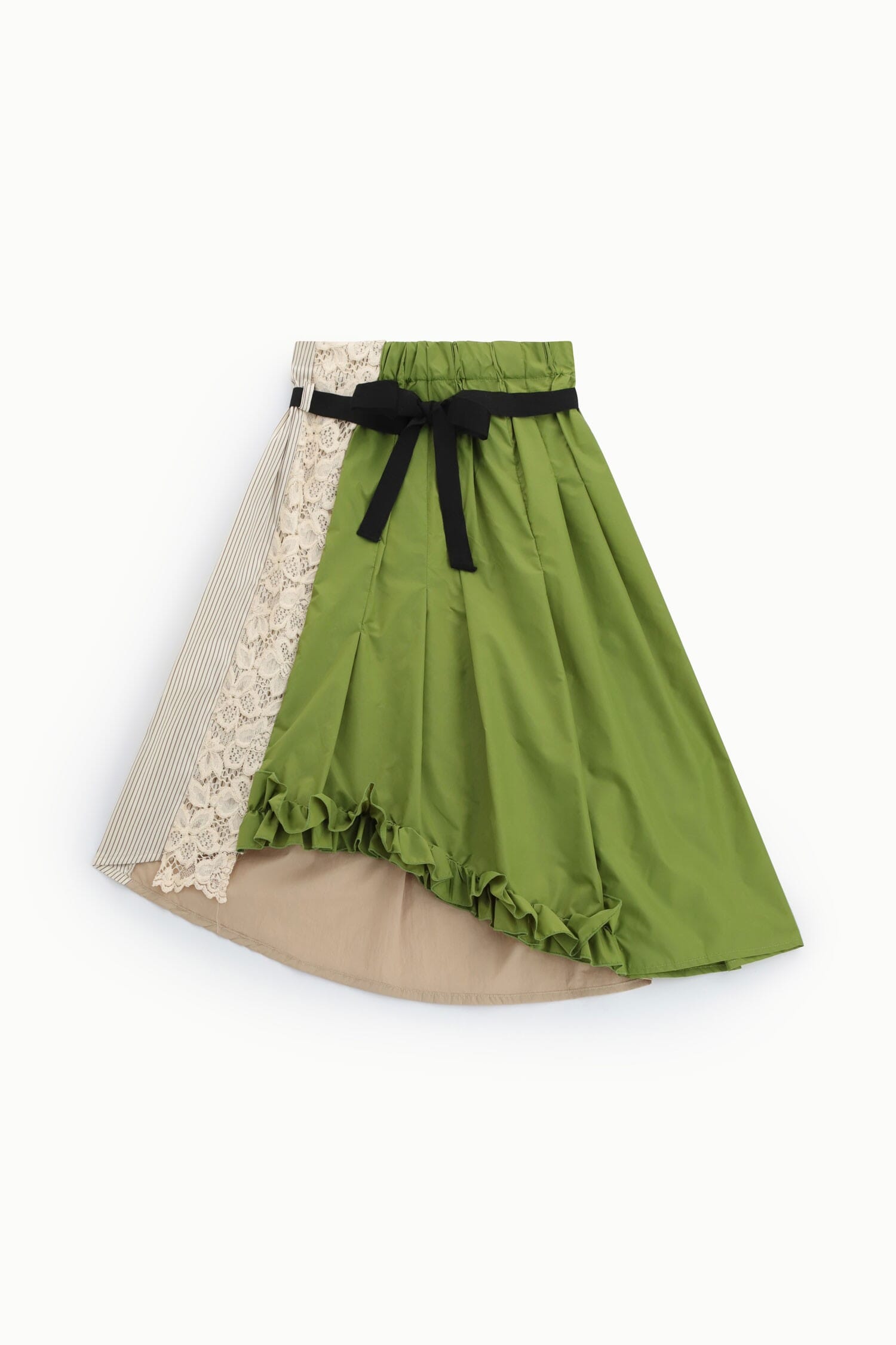 Patchwork Midi Skirt With Ruffles And Dixie Belt