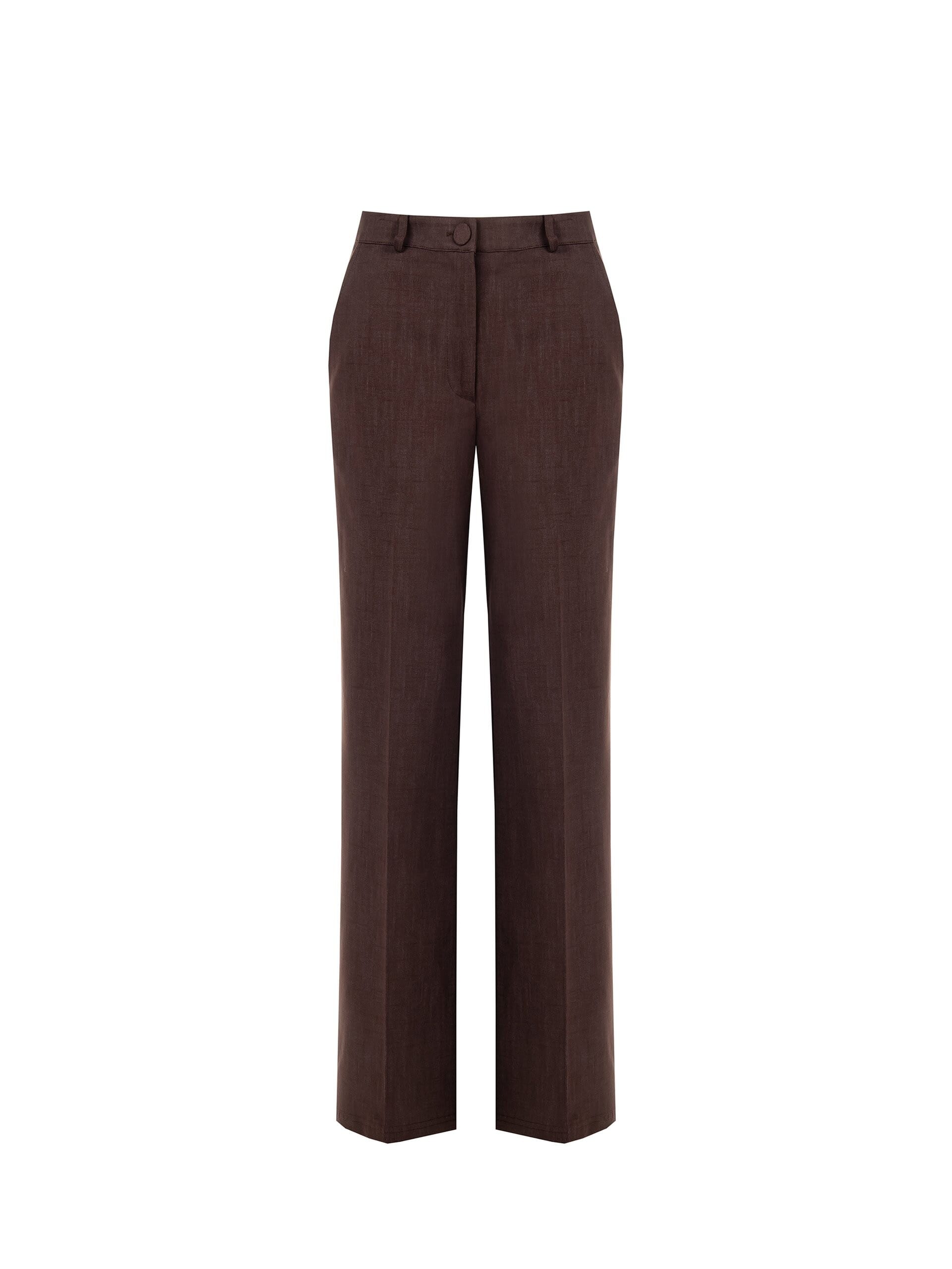 Melange Viscose Blend Palazzo Trousers With Pockets And Button Matching Rinascimento