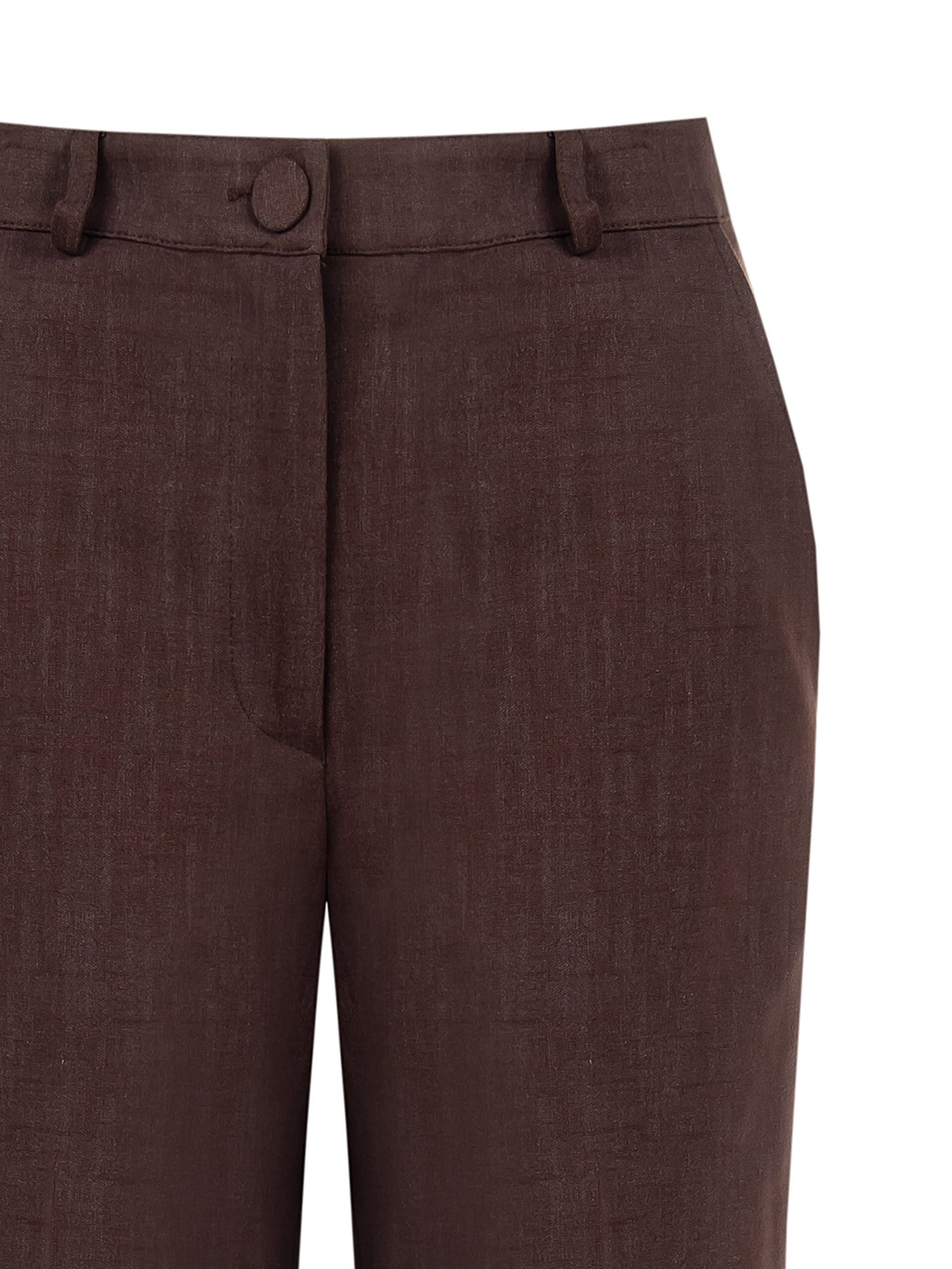 Melange Viscose Blend Palazzo Trousers With Pockets And Button Matching Rinascimento