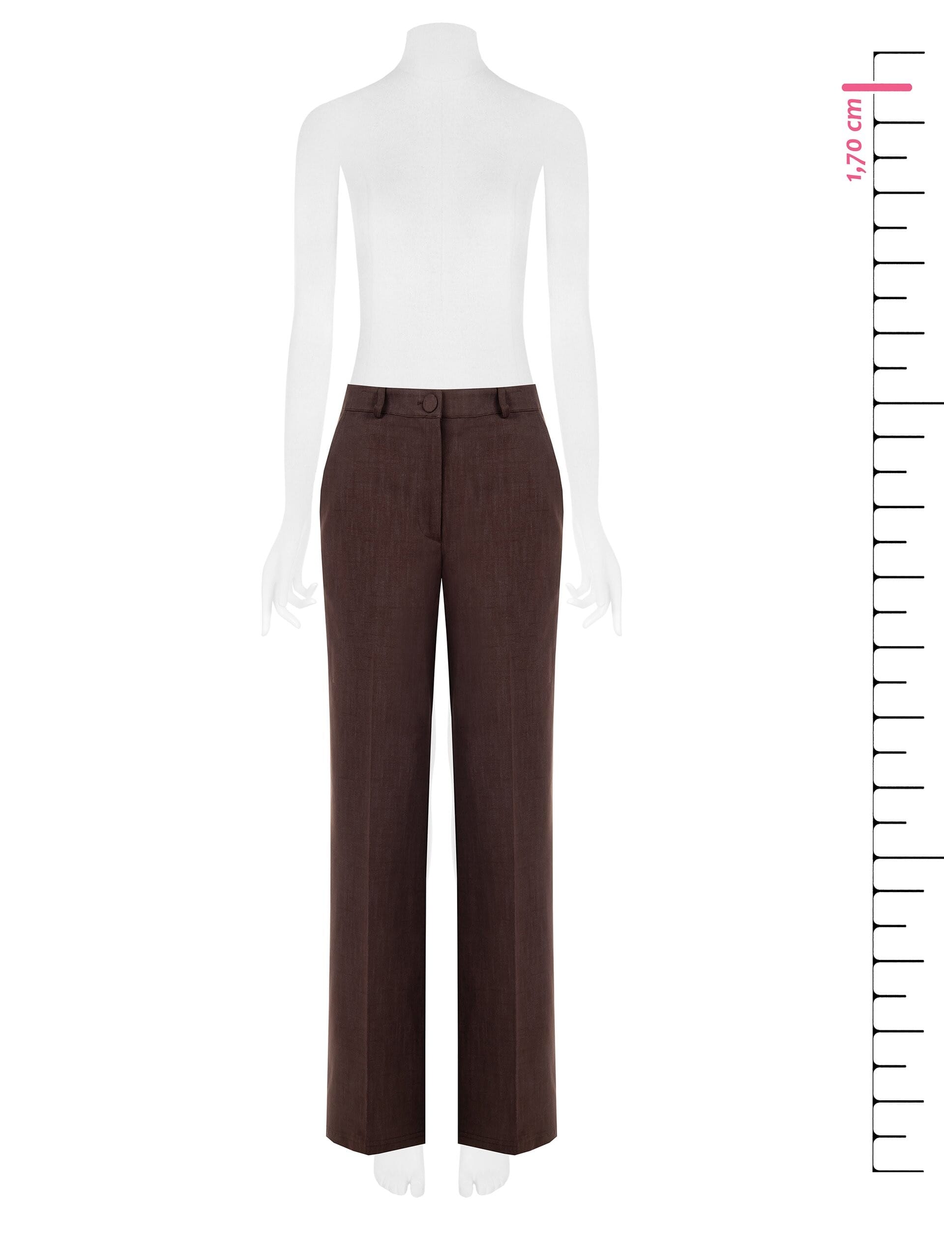 Melange Viscose Blend Palazzo Trousers With Pockets And Button Matching Rinascimento