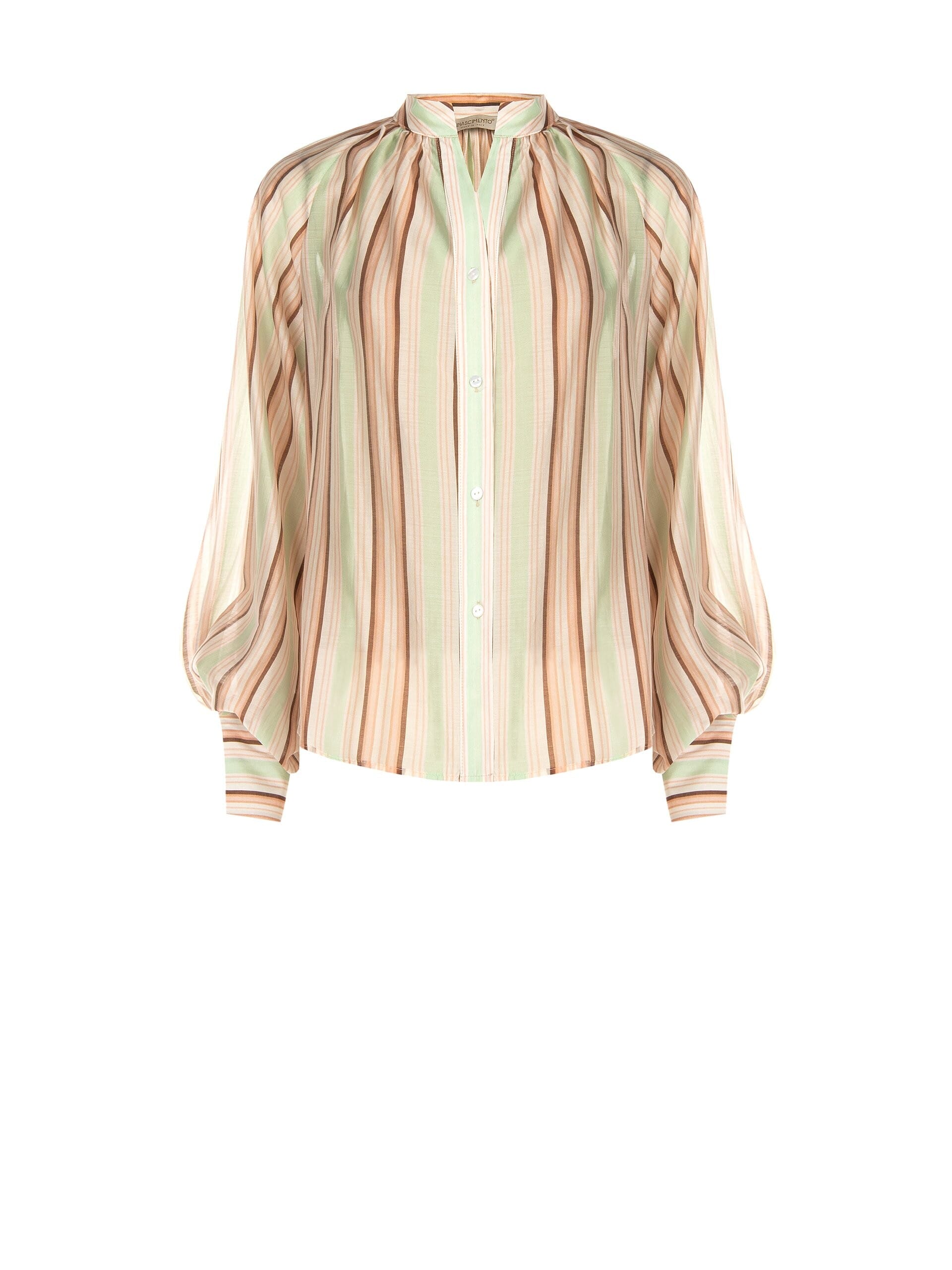 Ultralight Lyocell Striped Shirt With Balloon Sleeves Rinascimento