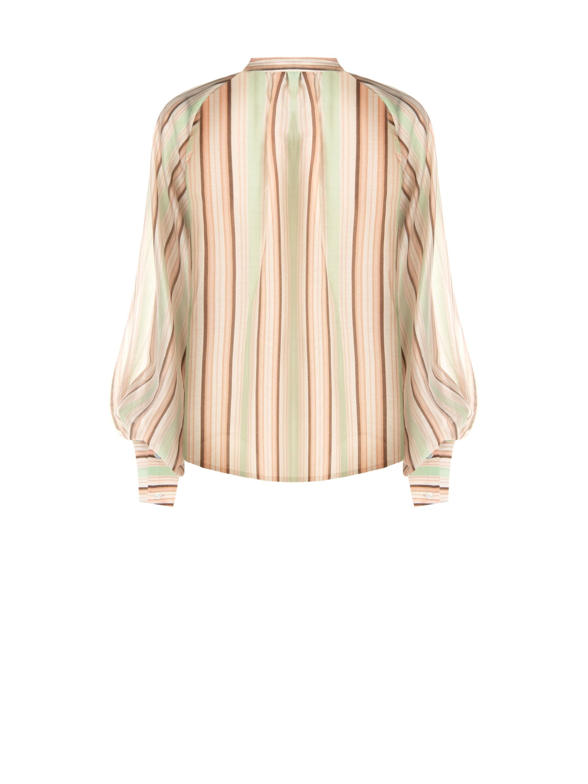 Ultralight Lyocell Striped Shirt With Balloon Sleeves Rinascimento