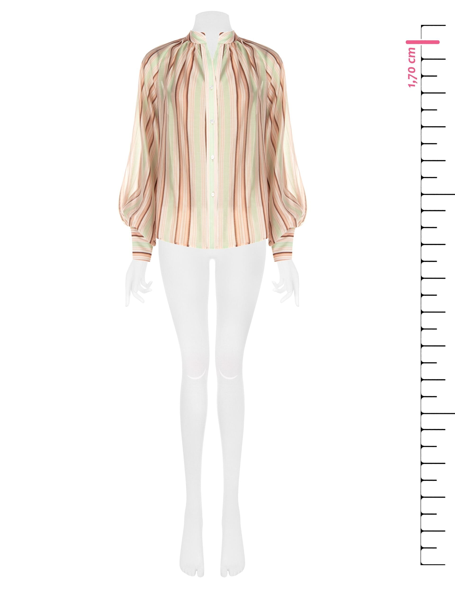 Ultralight Lyocell Striped Shirt With Balloon Sleeves Rinascimento