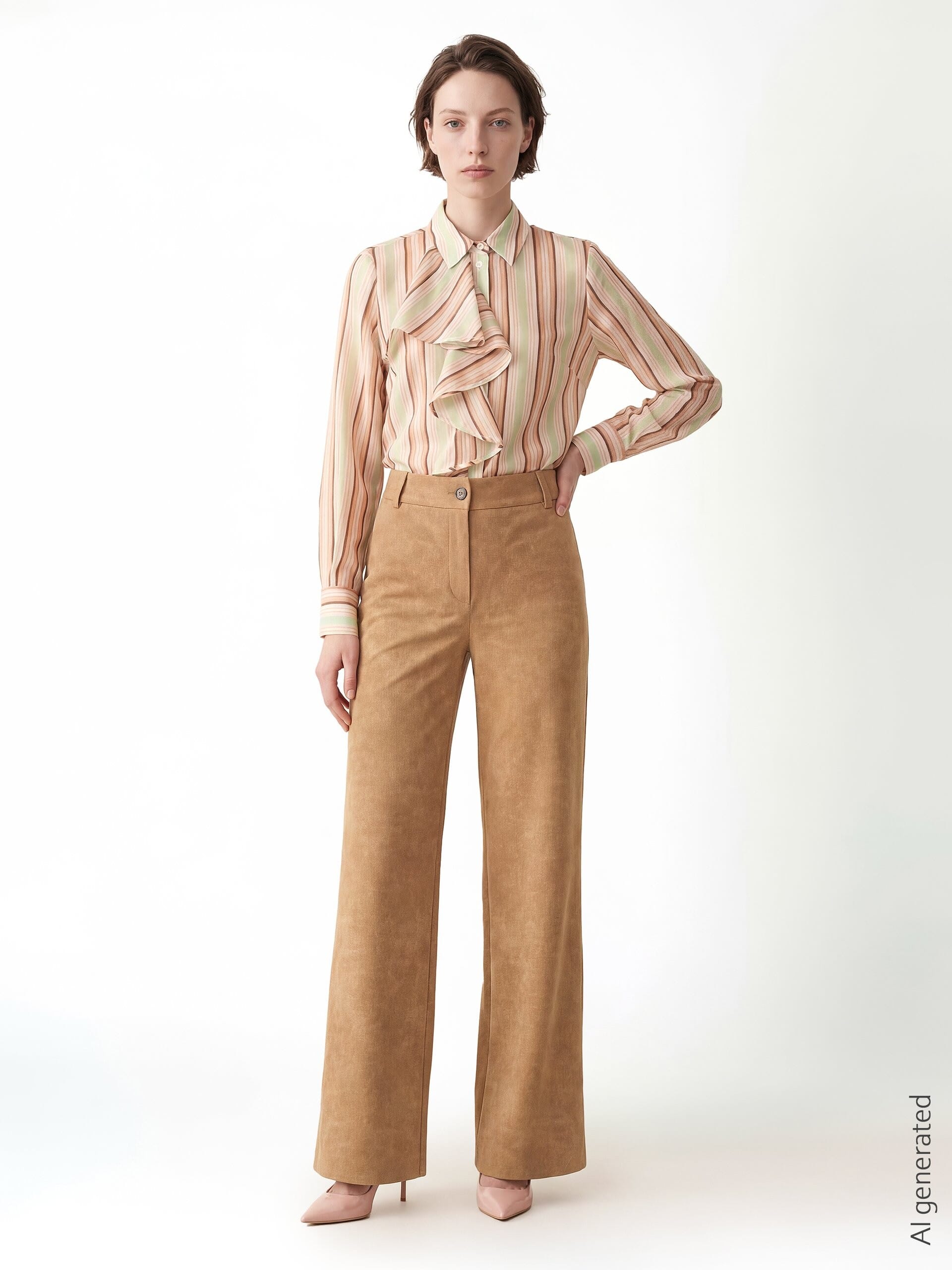 Ultralight Lyocell Striped Shirt With Maxi Ruffles Rinascimento