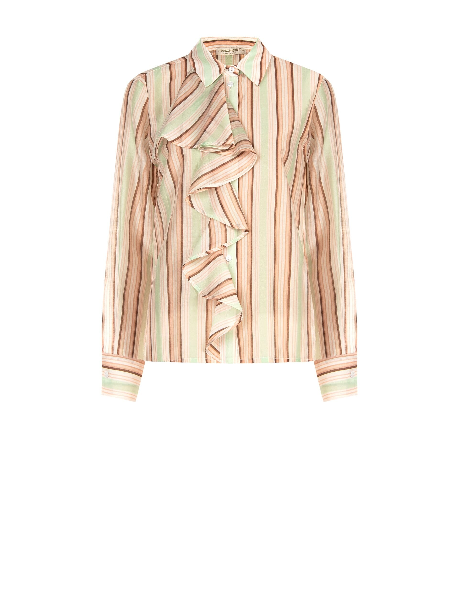 Ultralight Lyocell Striped Shirt With Maxi Ruffles Rinascimento