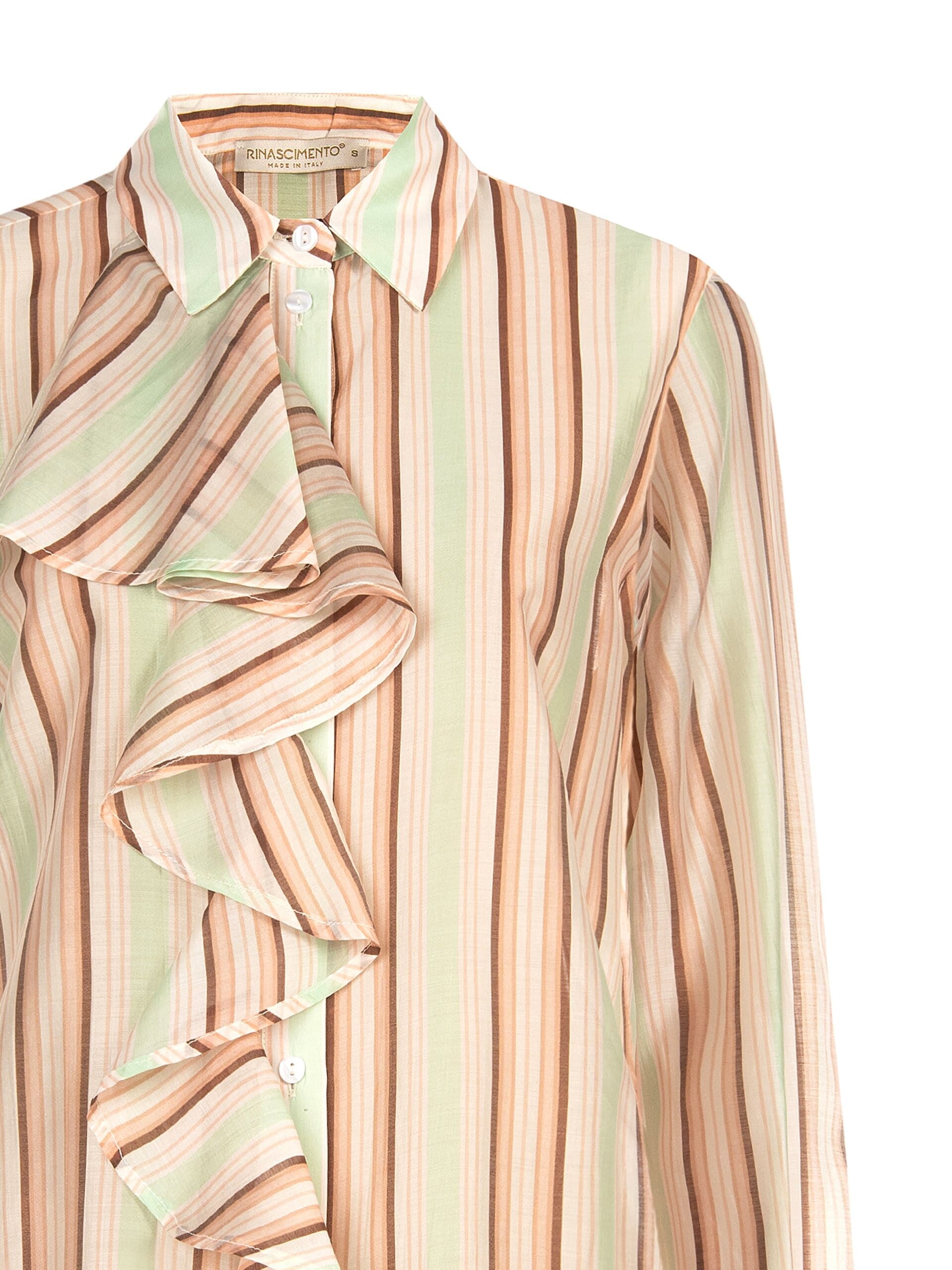 Ultralight Lyocell Striped Shirt With Maxi Ruffles Rinascimento