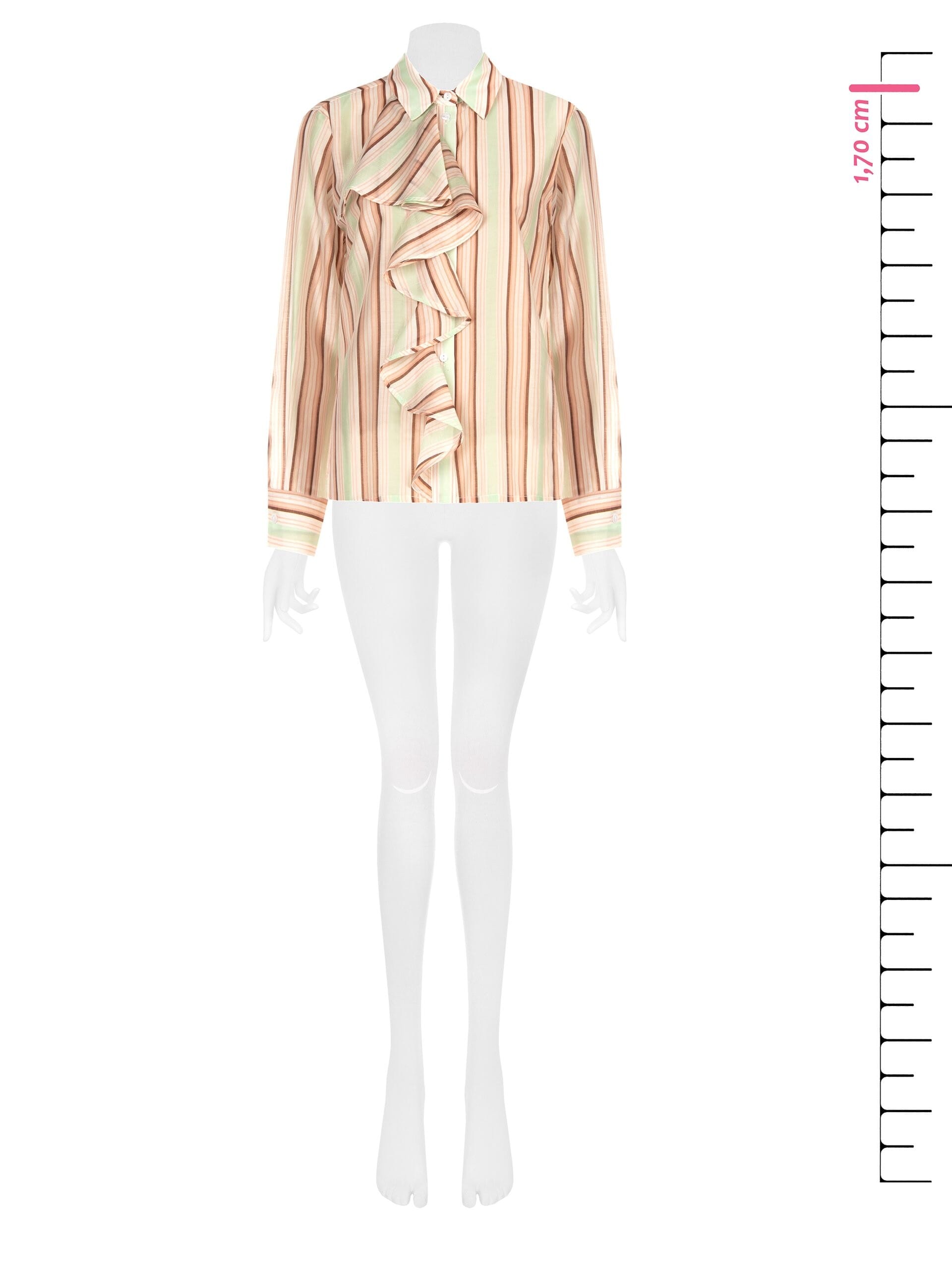 Ultralight Lyocell Striped Shirt With Maxi Ruffles Rinascimento