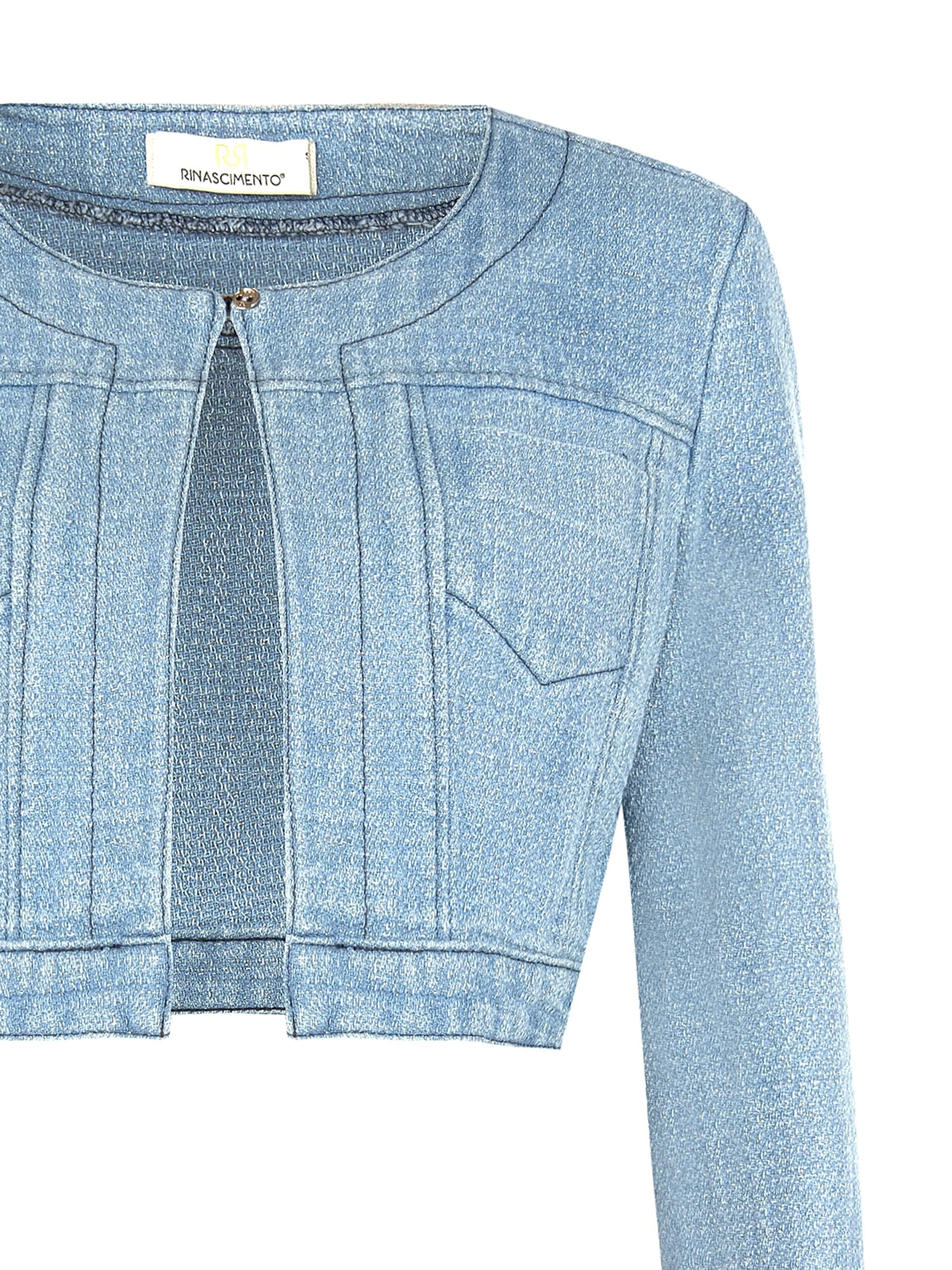 Denim Jacket With Lurex Yarn Glitter Effect Rinascimento