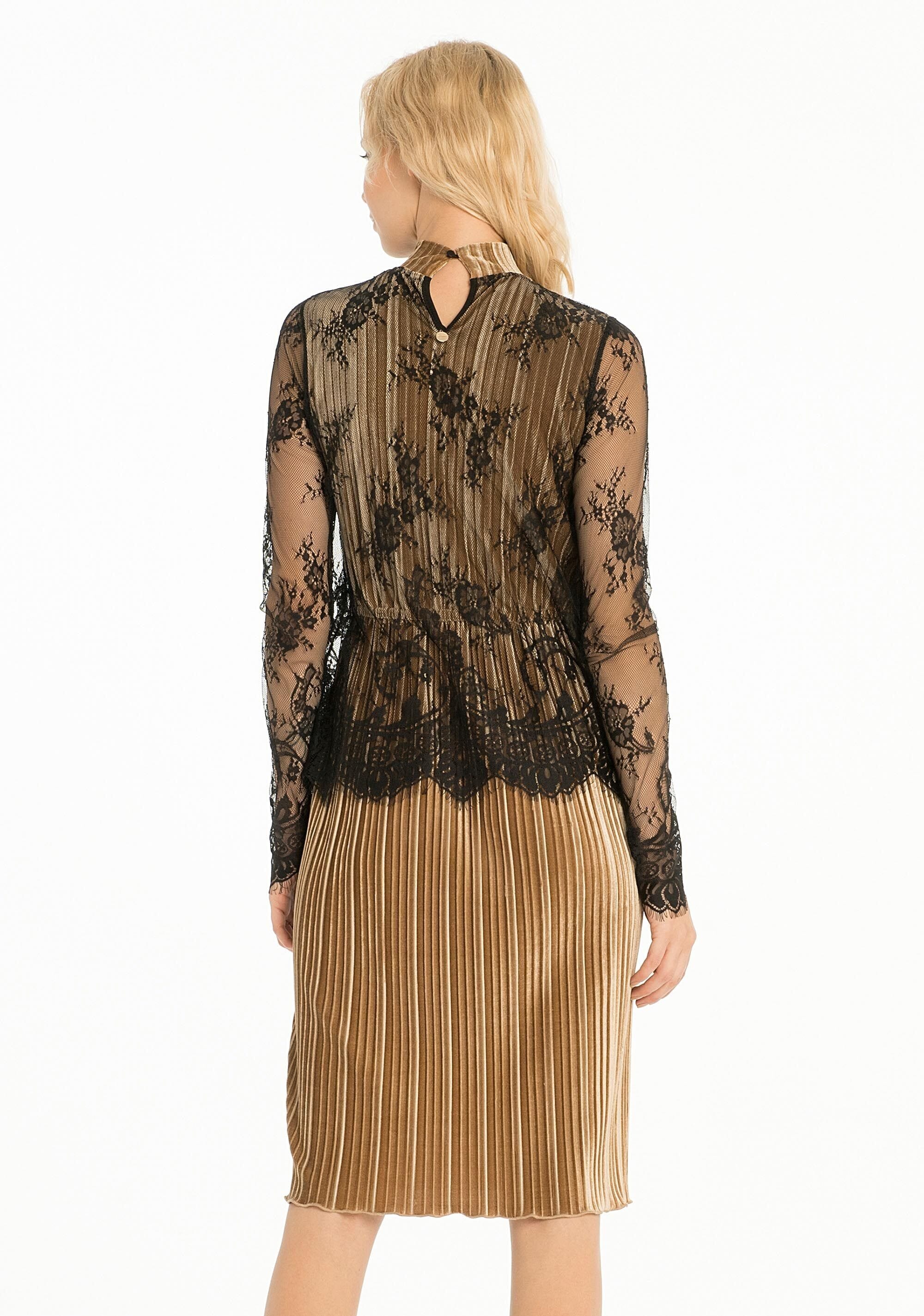 Pleated Dress With Lace Fracomina
