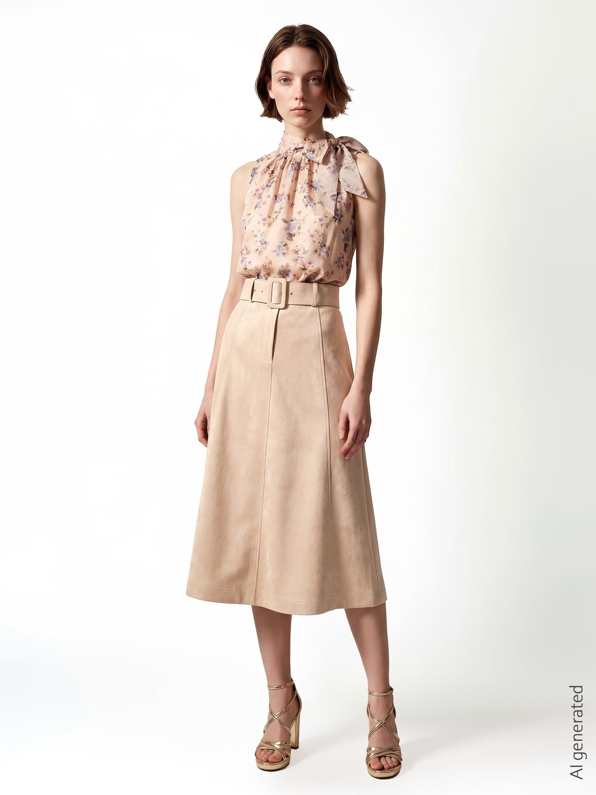 Gonna Lunga Svasata In Simil Daino Con Cintura Rigida Coordinata Rinascimento