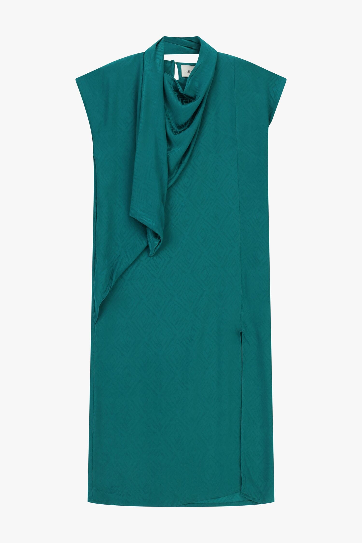 Midi Dress With Draped Collar And Geometric Pattern Dixie