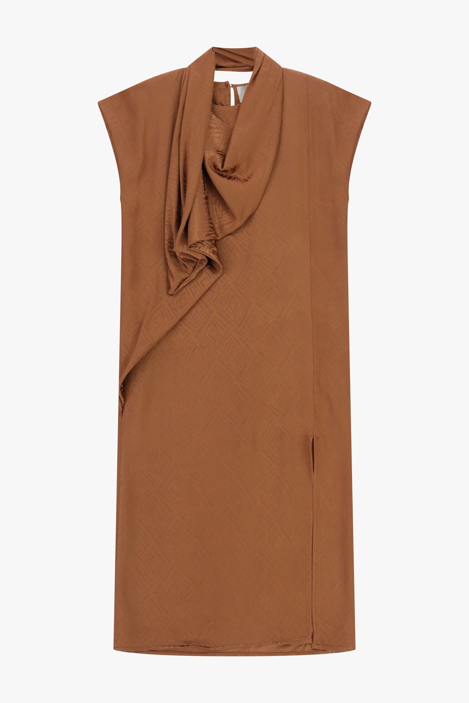 Midi Dress With Draped Collar And Geometric Pattern Dixie