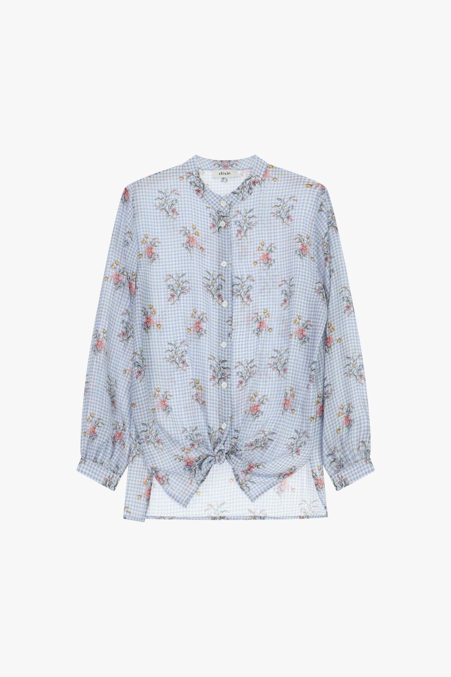 Checkered Shirt With Floral Fantasy And Front Knot Dixie