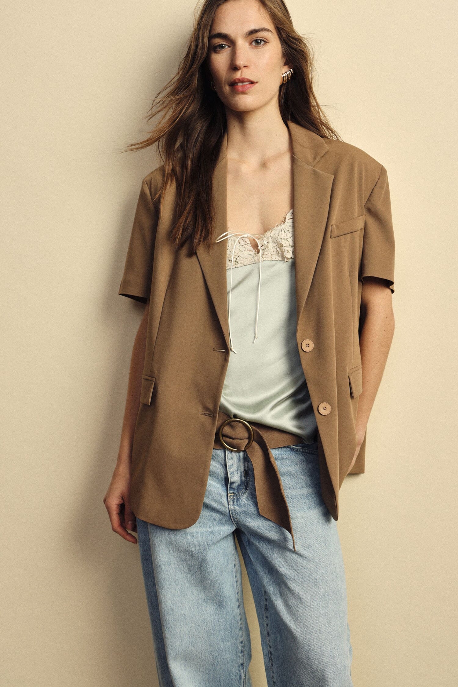 Blazer Maniche Corte Con Tasche A Filetto Dixie