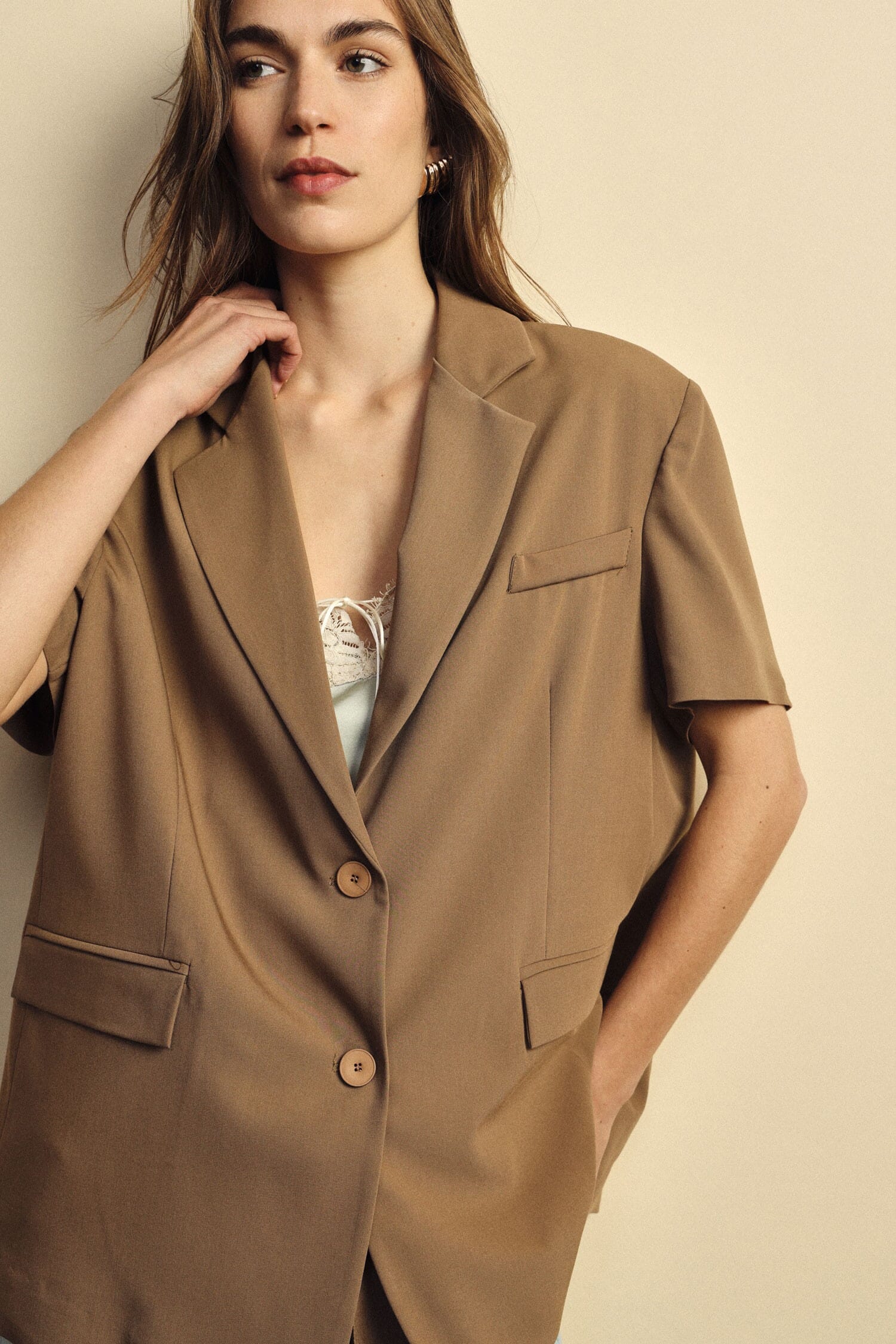 Blazer Maniche Corte Con Tasche A Filetto Dixie