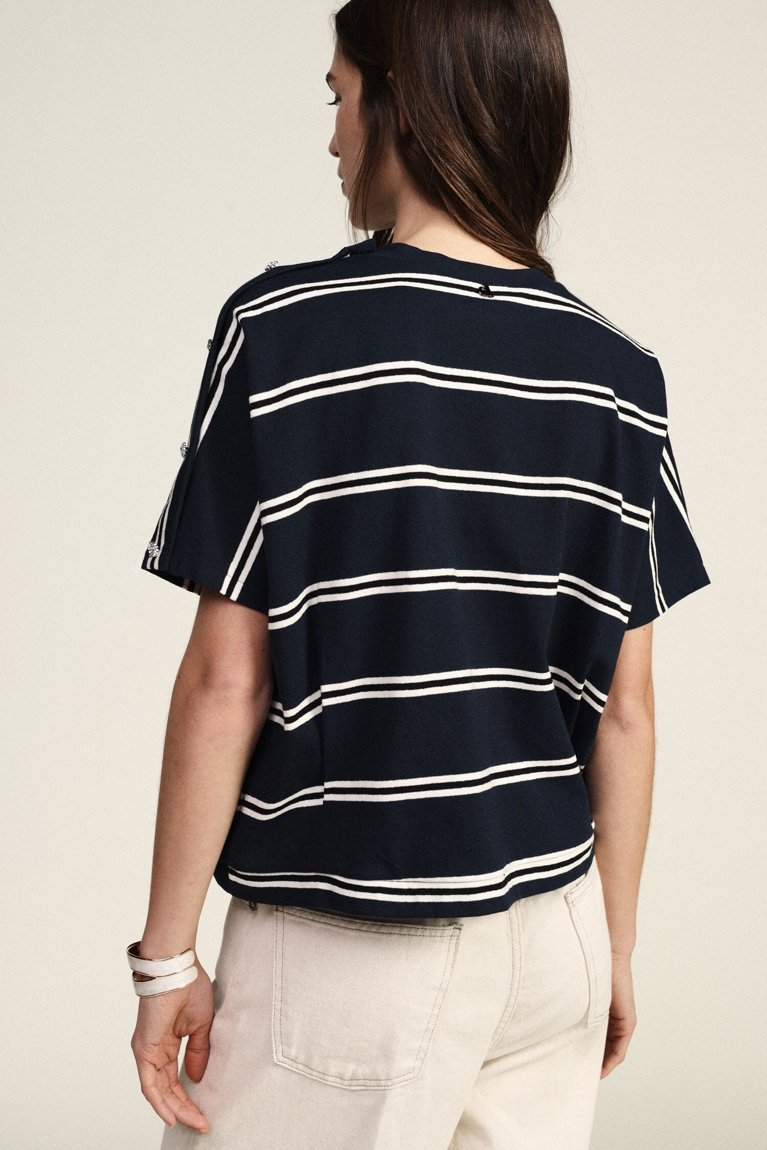 Dixie Striped T-Shirt with Wide Crew Neck