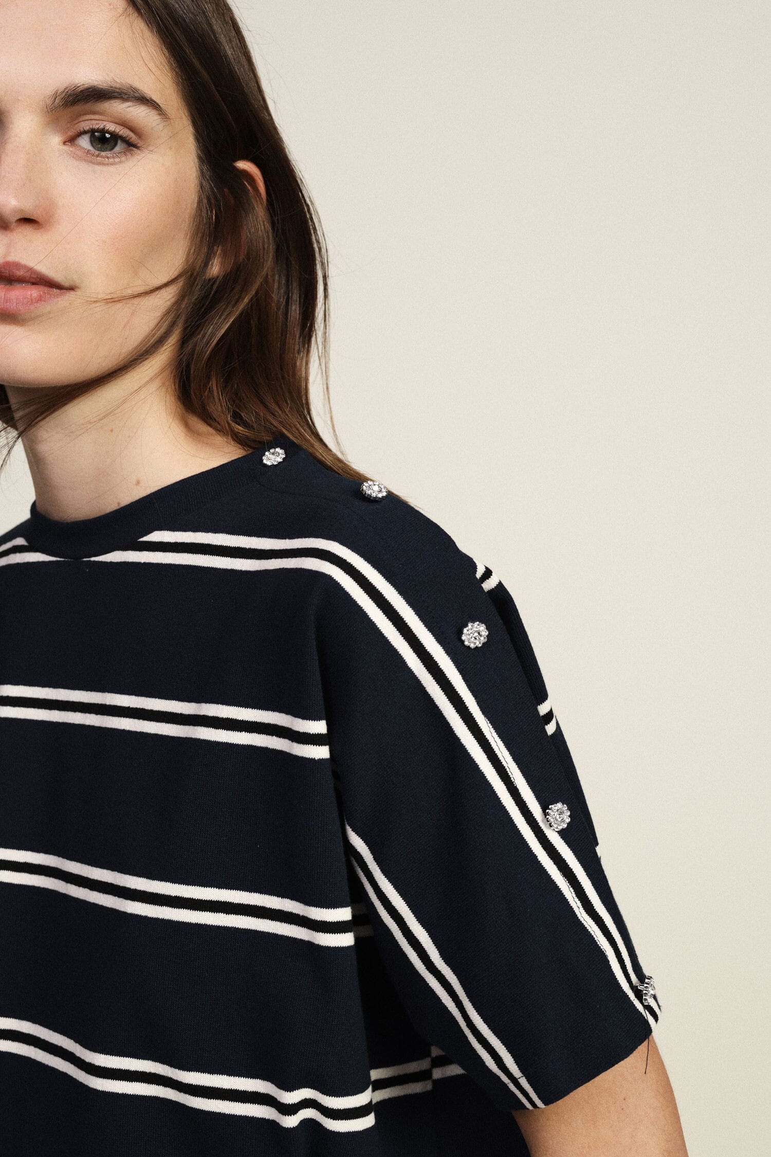 Dixie Striped T-Shirt with Wide Crew Neck