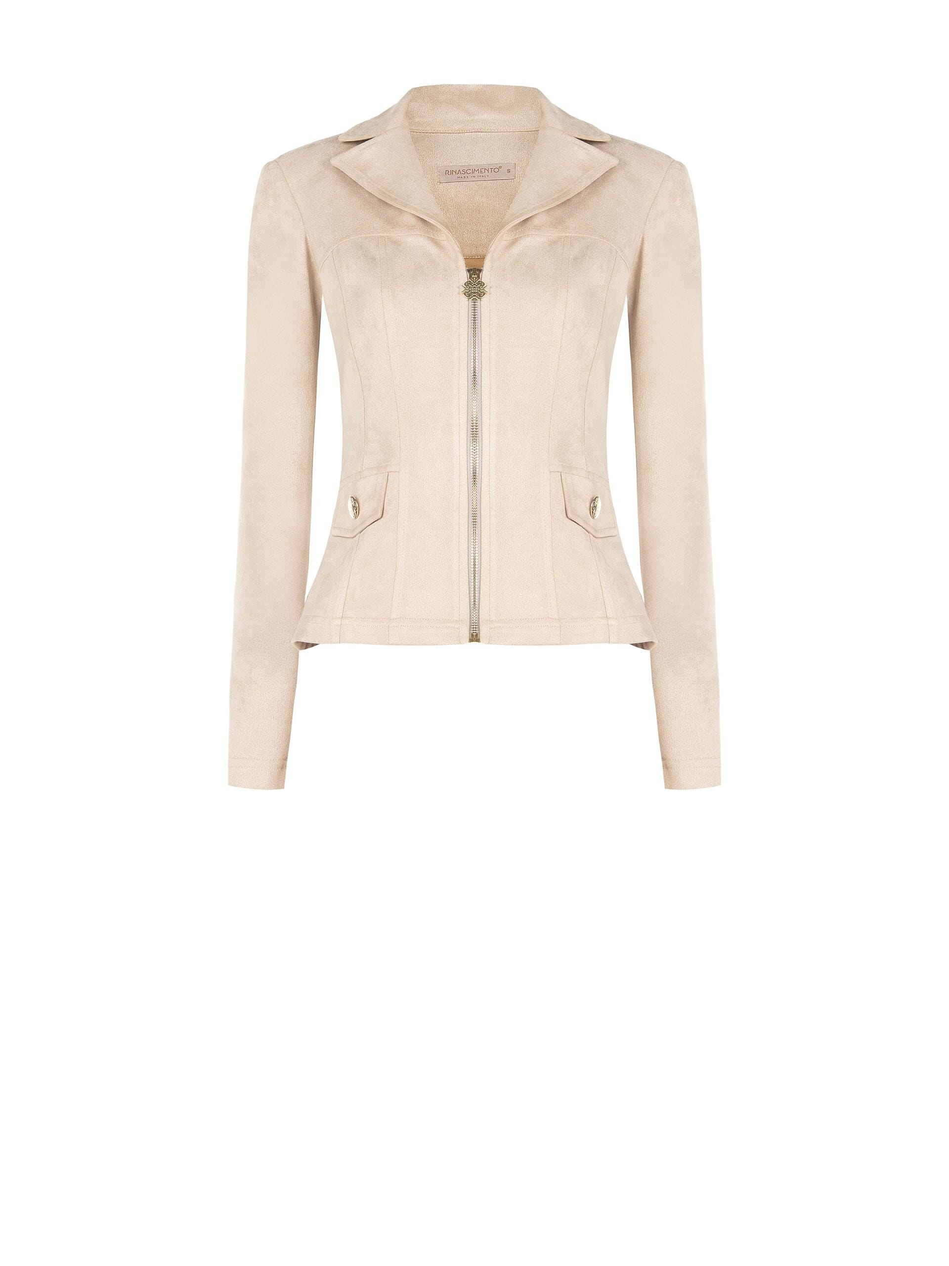Rinascimento Faux Buckskin Jacket with Logo Zip
