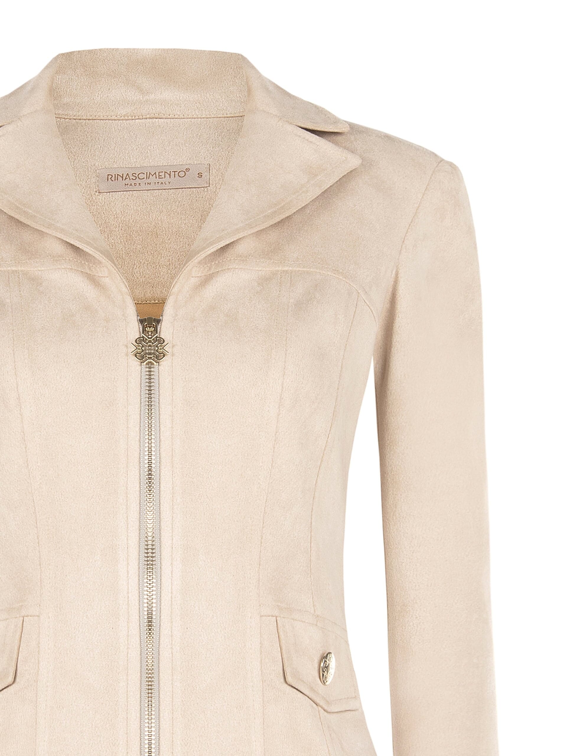 Rinascimento Faux Buckskin Jacket with Logo Zip