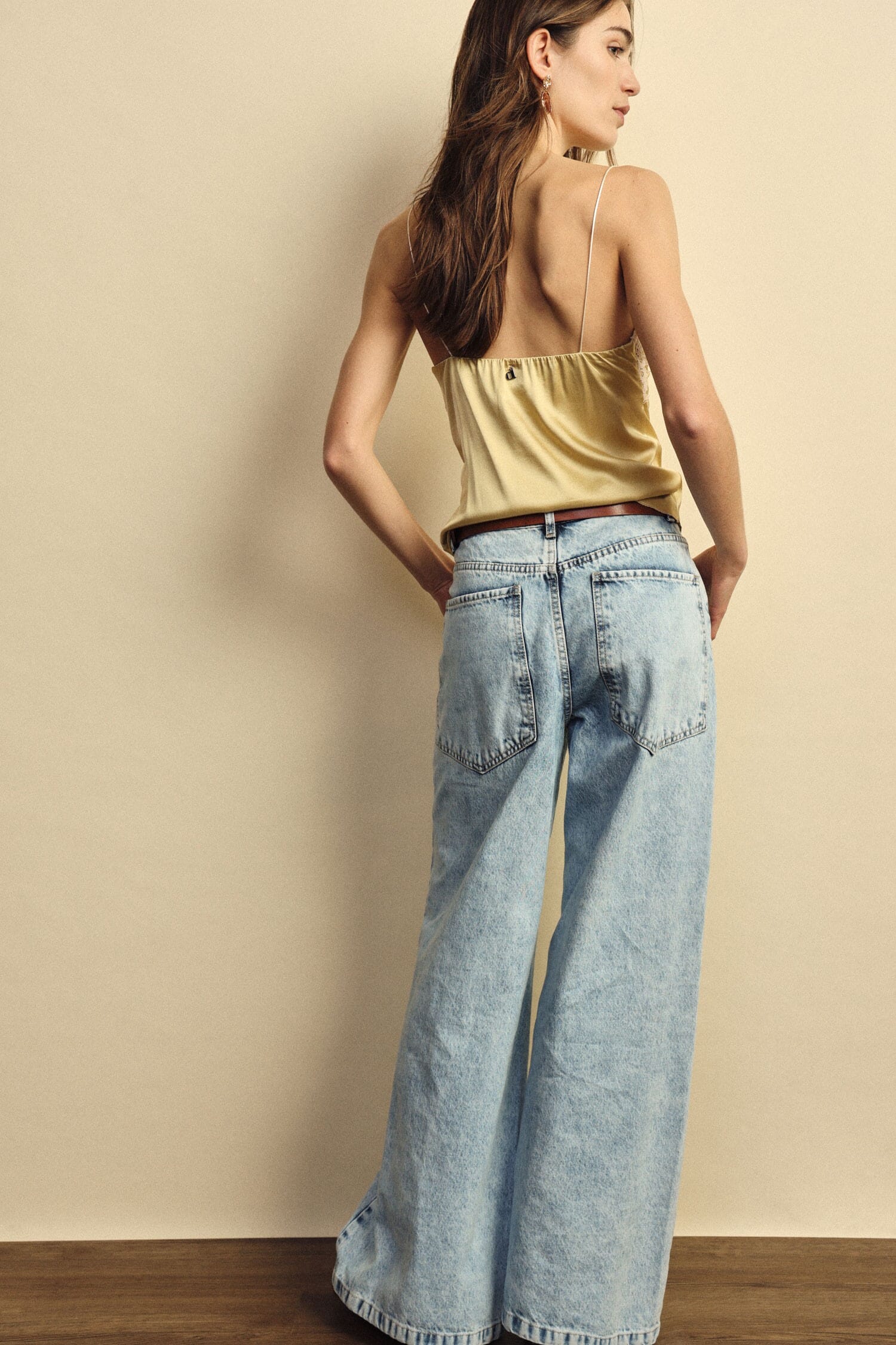 Jeans A Gamba Ampia Vita Alta Lavaggio Chiaro Dixie