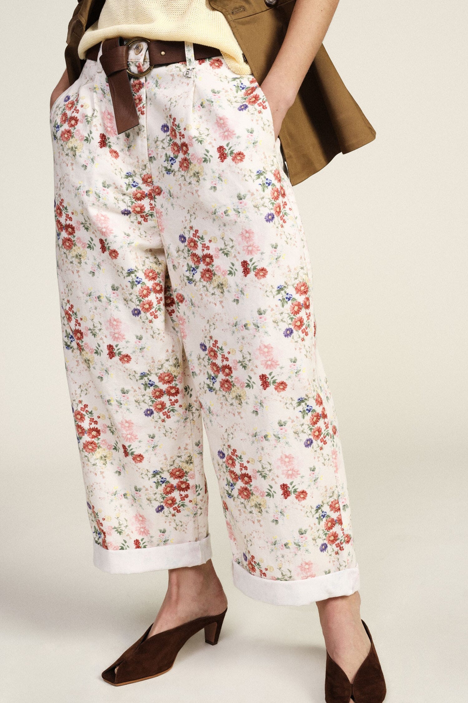 Pantaloni Palazzo Stampa Floreale Cintura In Vita Dixie