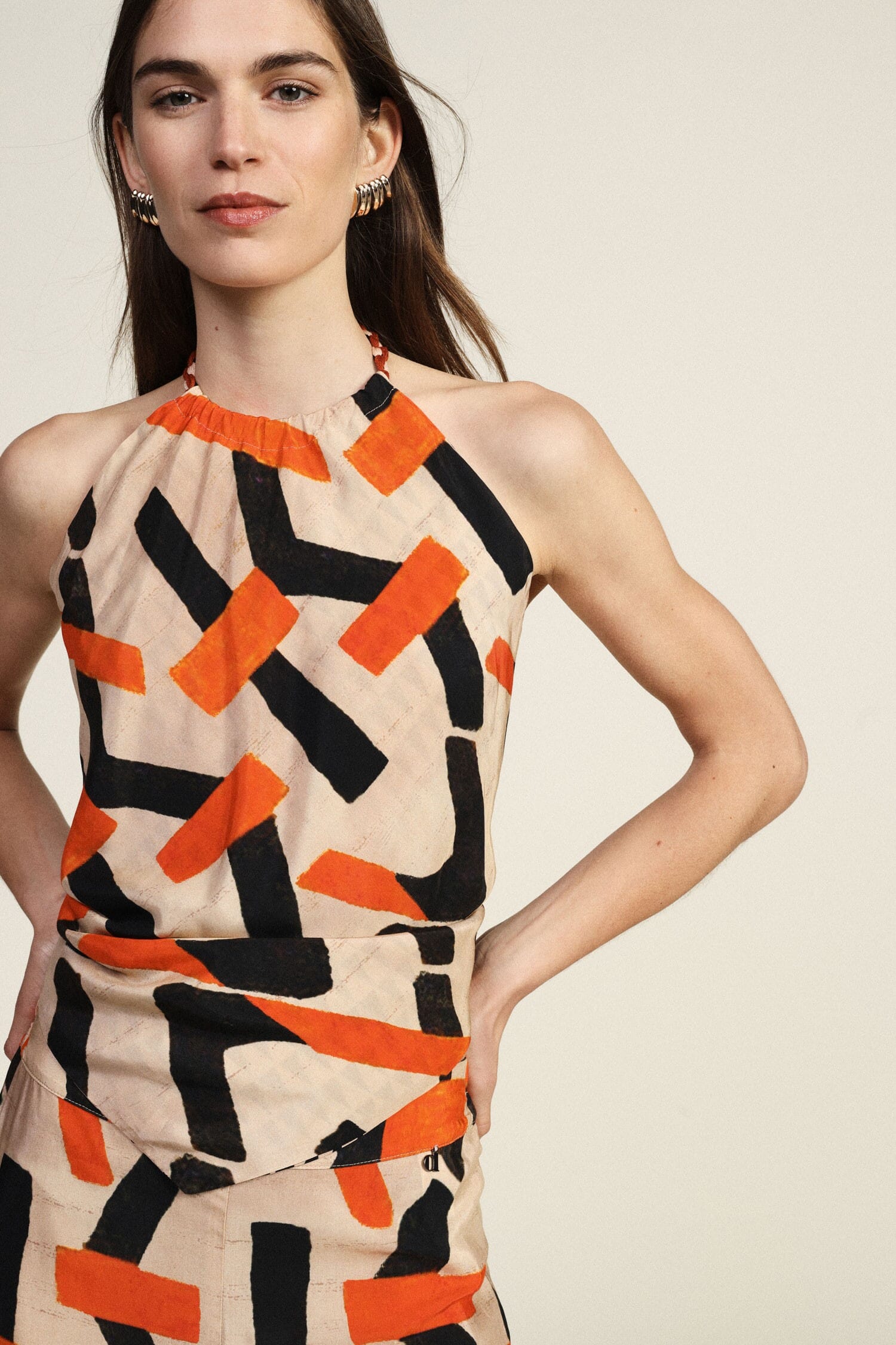 Top Con Scollo Allacciato E Motivo Geometrico Dixie